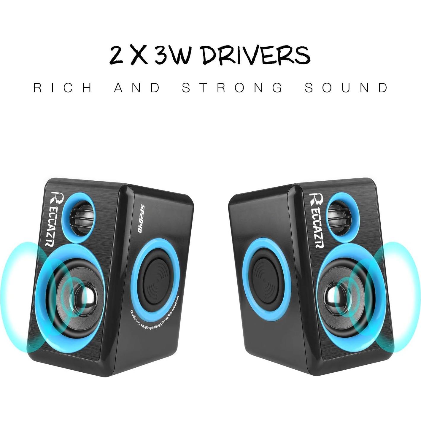Altavoces de Computadora RECCAZR SP2040 USB 2.0 Sonido Surround