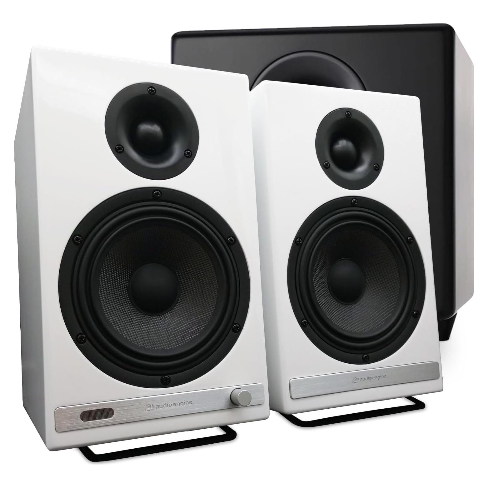 Altavoces de estantería Audioengine HD6 con subwoofer S8 y soportes