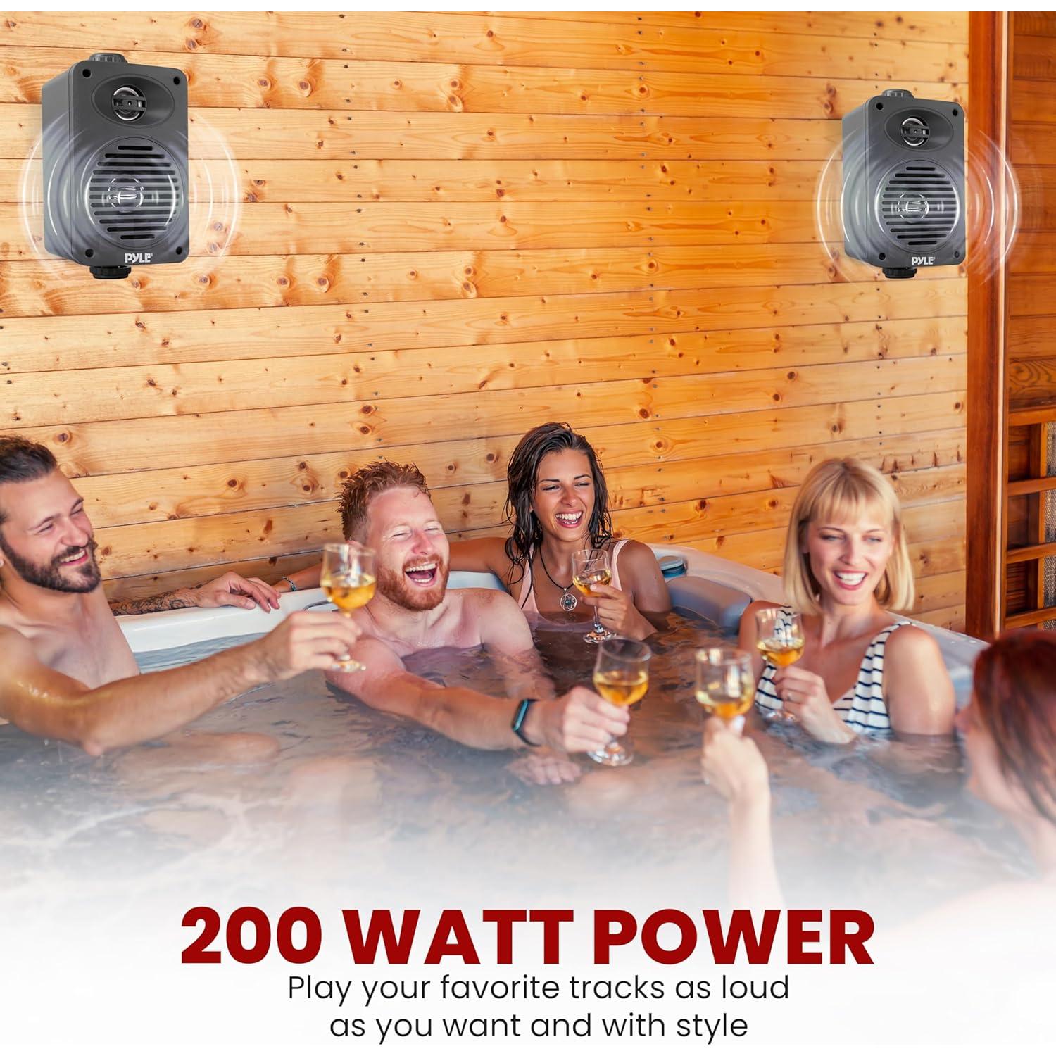 Altavoces Pyle Impermeables 200W 3.5" para Exterior Negro