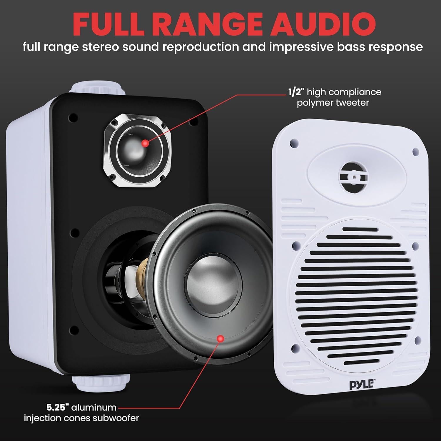 Altavoces Pyle 5.25" Impermeables 500W para Exterior - Blanco