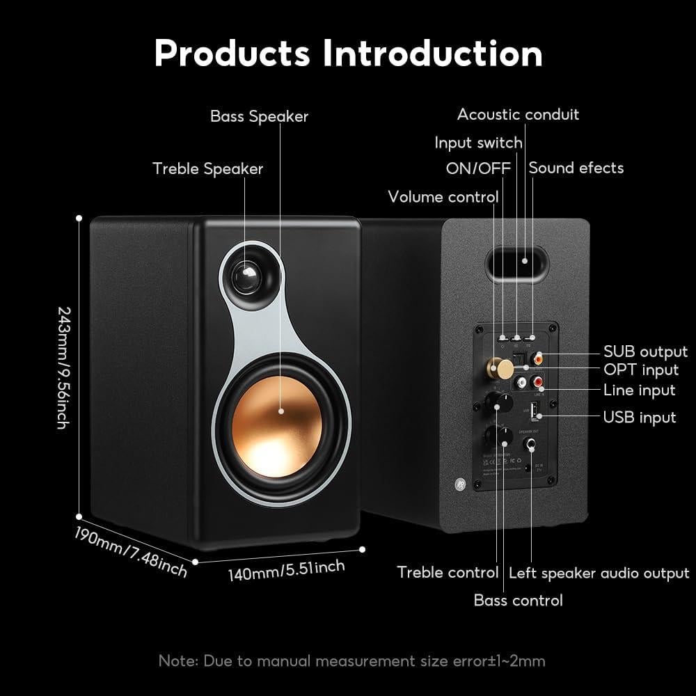 Altavoces Activos AIYIMA S500 4" Bluetooth 5.0 RCA Subwoofer