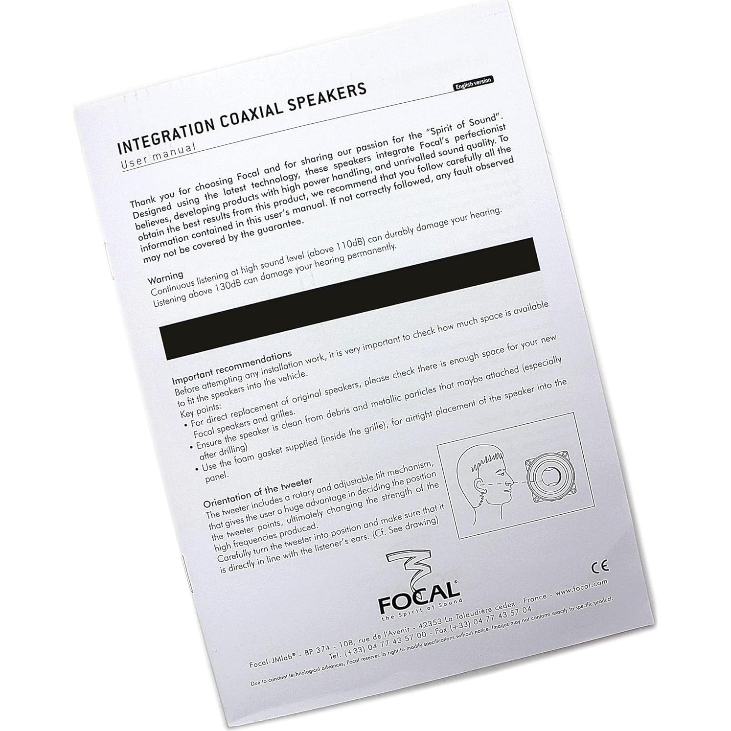 Altavoces Coaxiales Focal IC100 4" 2-Vías 10.16 cm