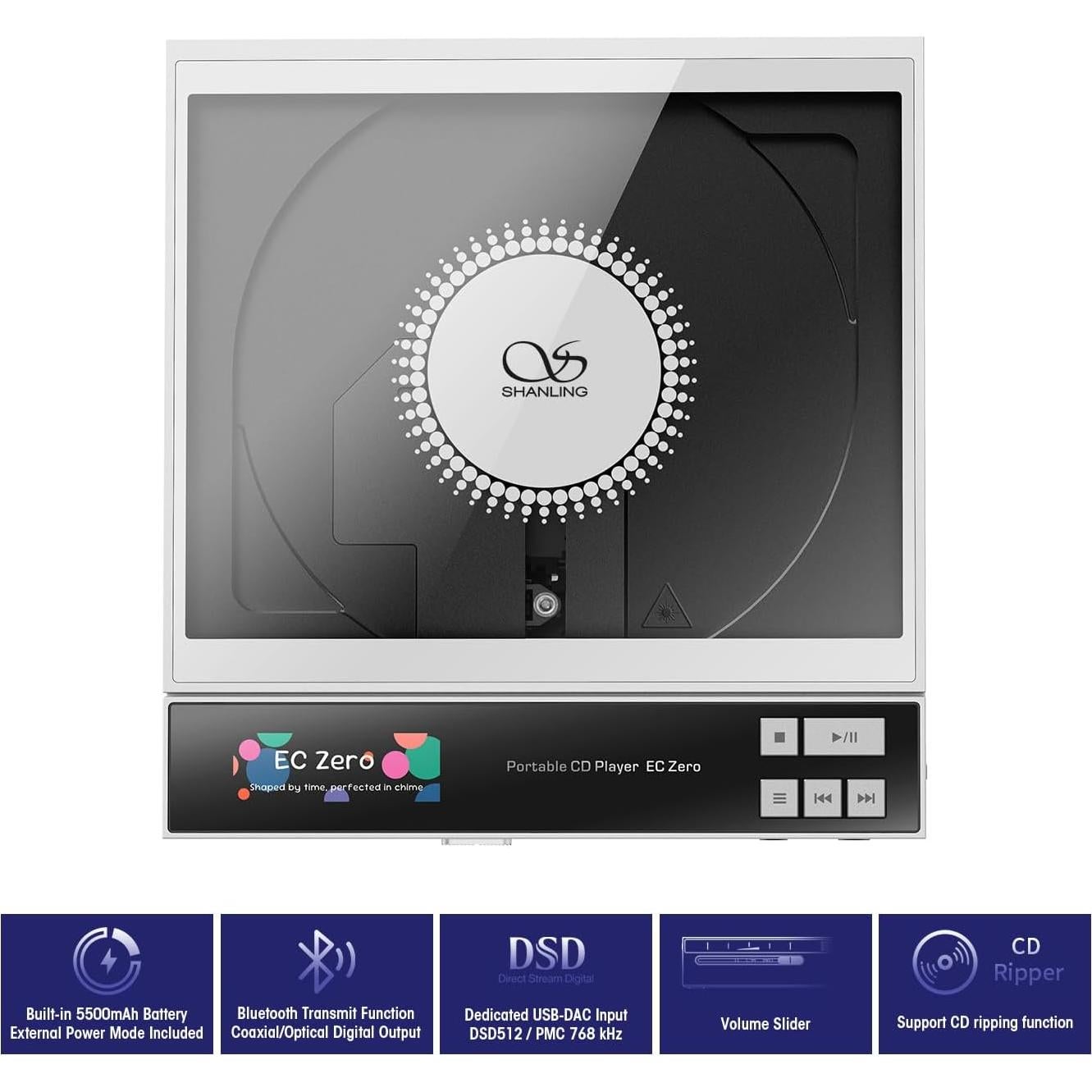 Reproductor de CD Portátil SHANLING EC Zero Hi-Res DAC AK4493S