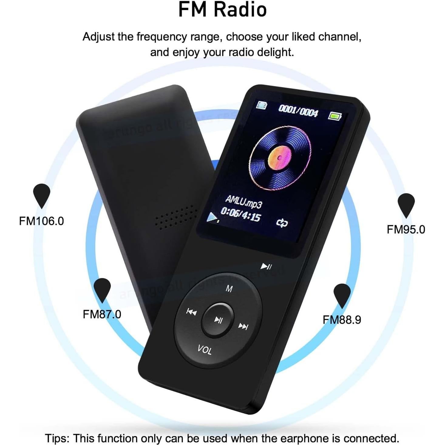 Reproductor MP3 Arungo 64GB con Altavoz y Auriculares