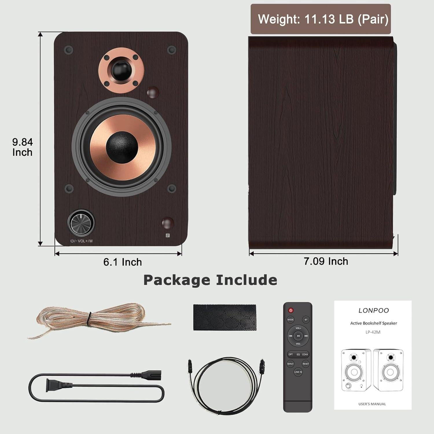 Altavoces de Estantería Activos LONPOO LP42M 100W Bluetooth