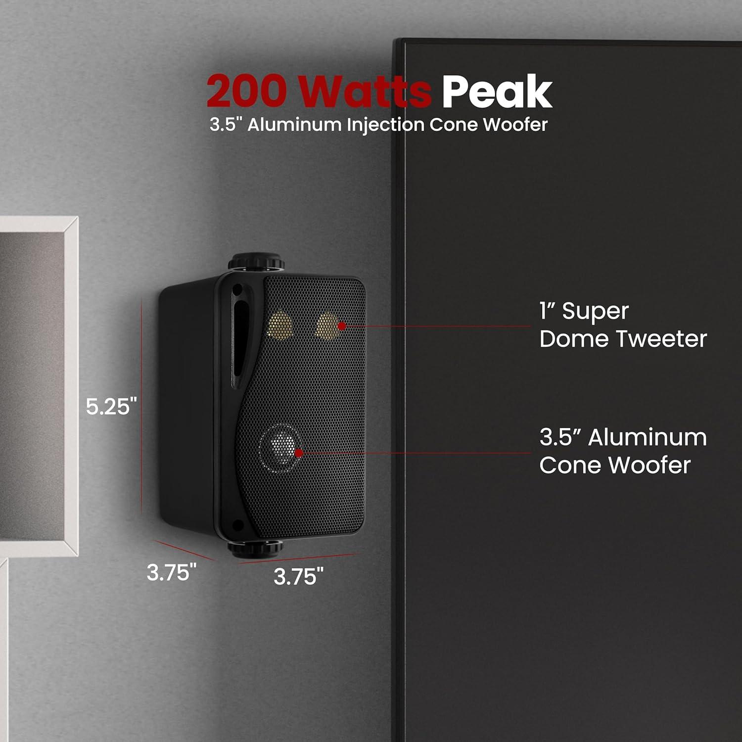 Altavoces Pyle PLMR24B 3.5" 200W Impermeables Montaje en Pared