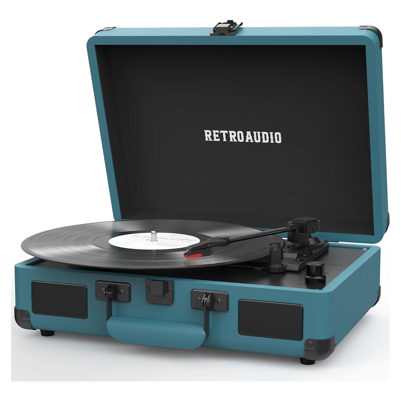 Reproductor de Vinilo RetroAudio Maletín Bluetooth 3 Velocidades