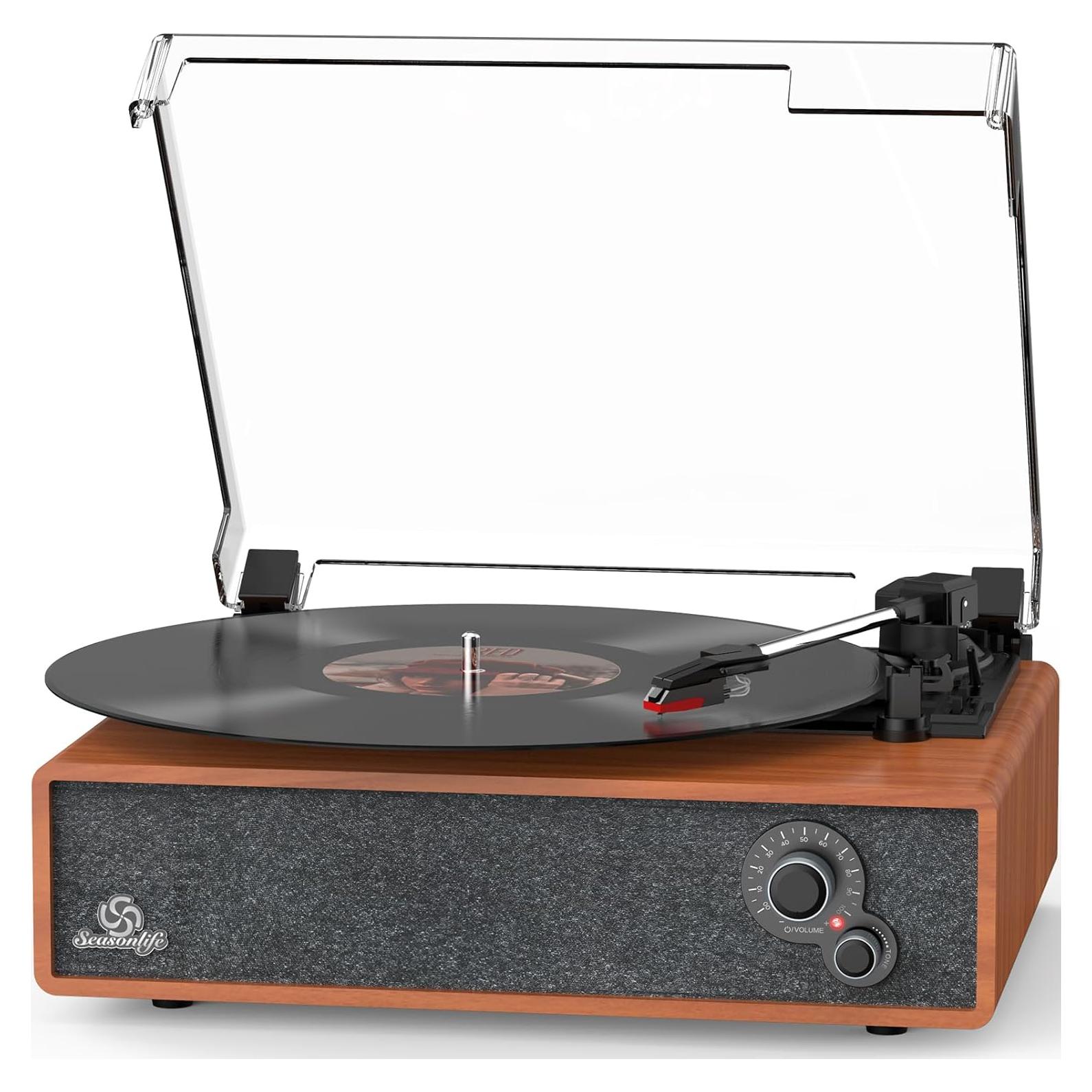 Reproductor de Vinilo Vintage Seasonlife R621 3 Velocidades Bluetooth