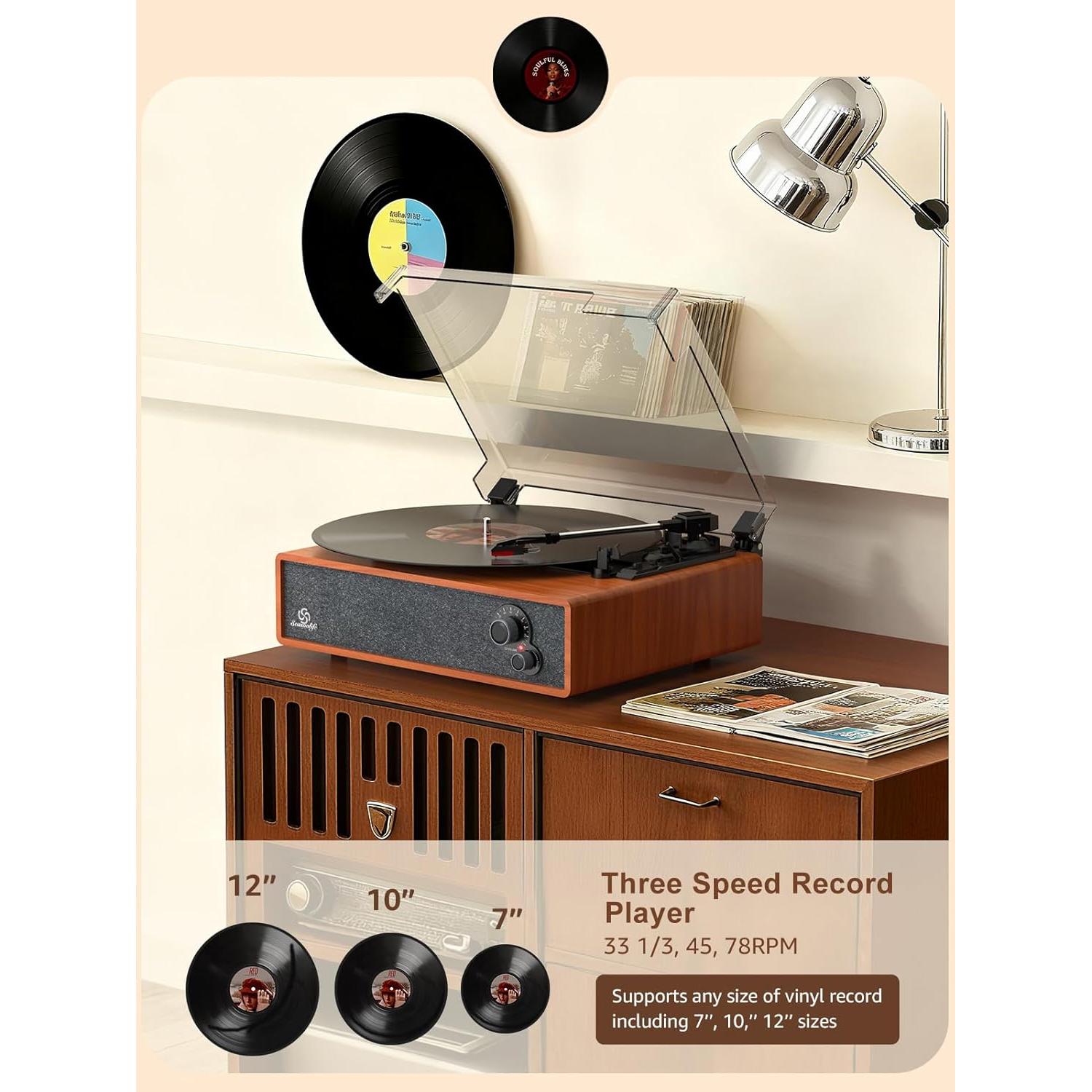 Reproductor de Vinilo Vintage Seasonlife R621 3 Velocidades Bluetooth