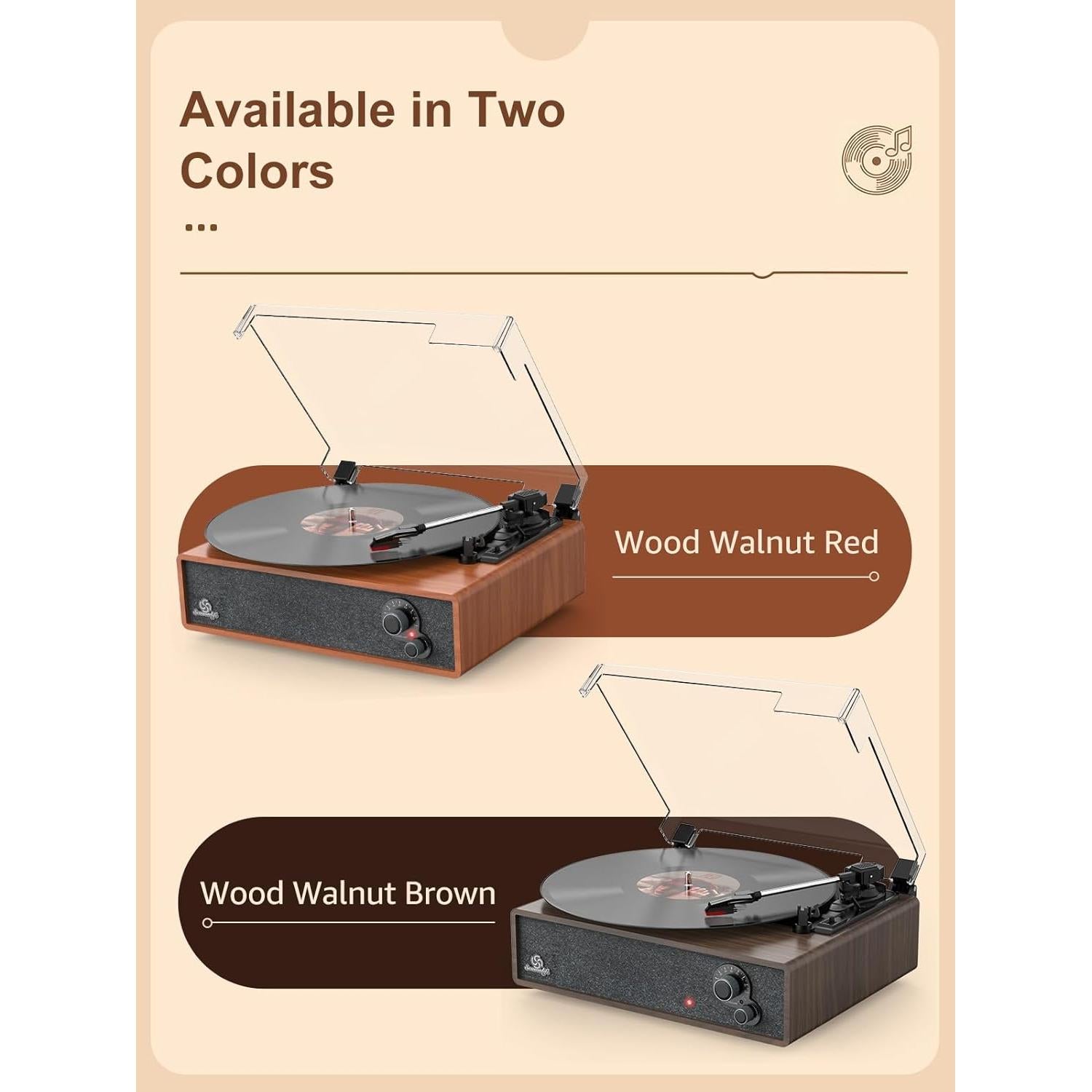 Reproductor de Vinilo Vintage Seasonlife R621 3 Velocidades Bluetooth