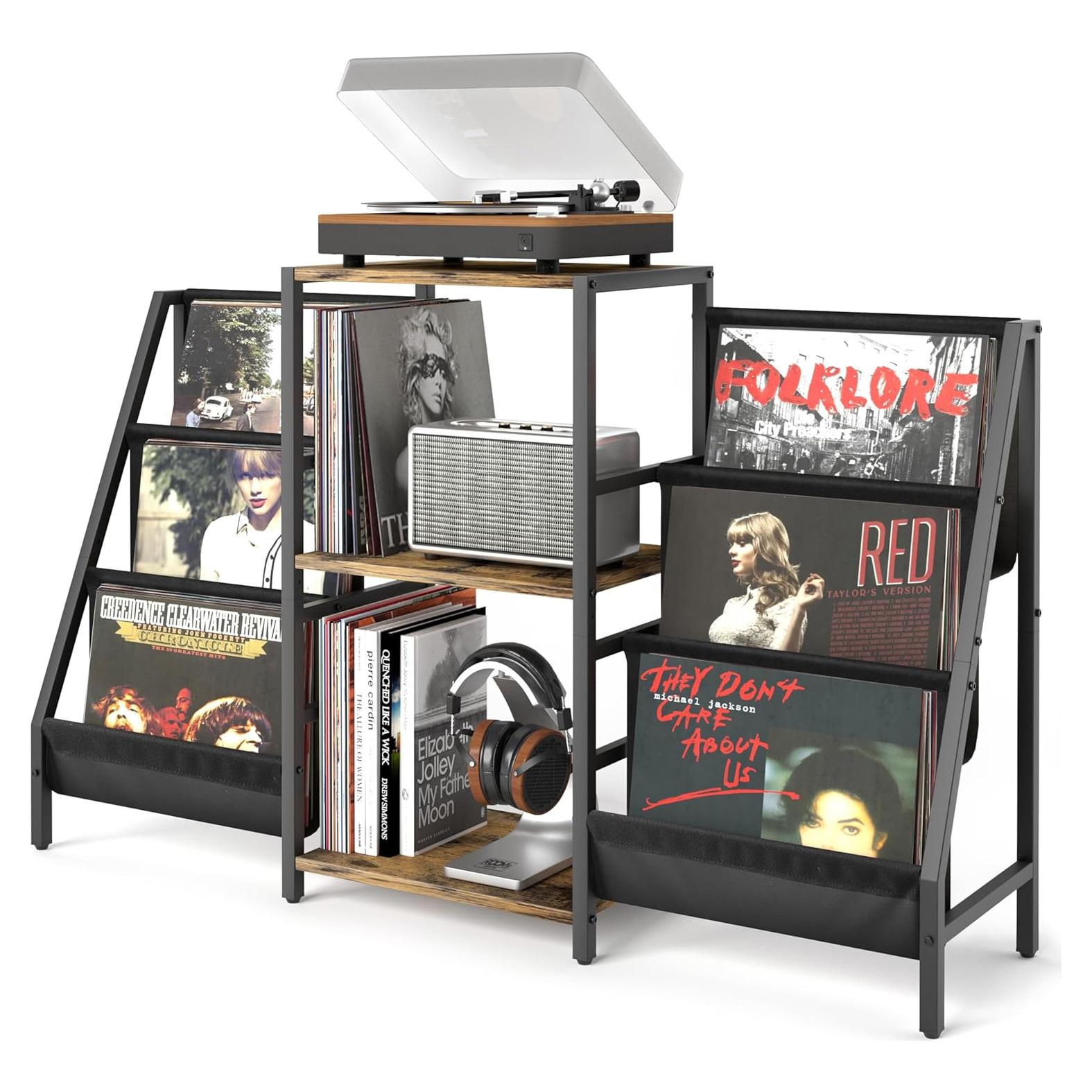 Soporte para Tocadiscos Tewinko con Almacenamiento para 280 Vinilos