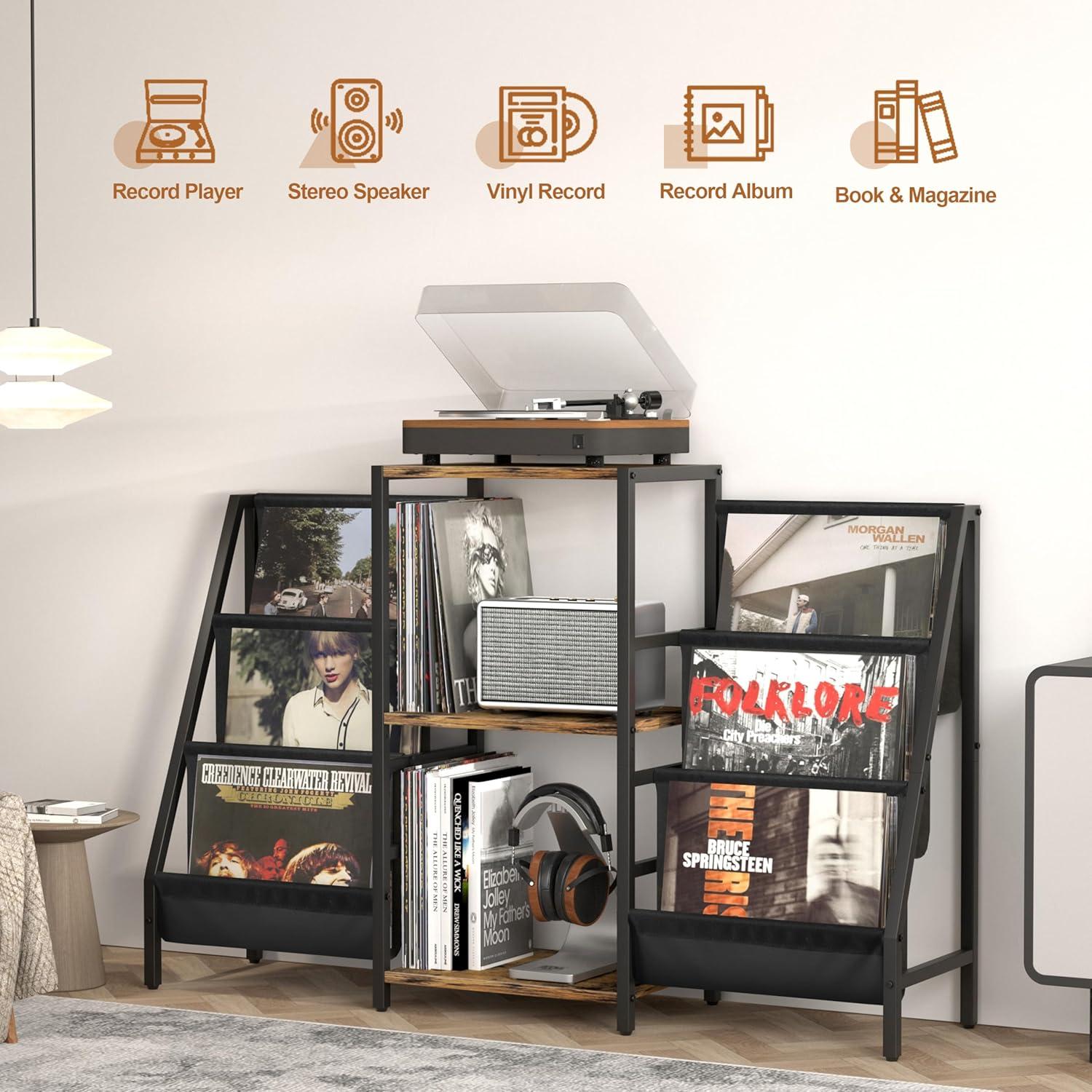 Soporte para Tocadiscos Tewinko con Almacenamiento para 280 Vinilos