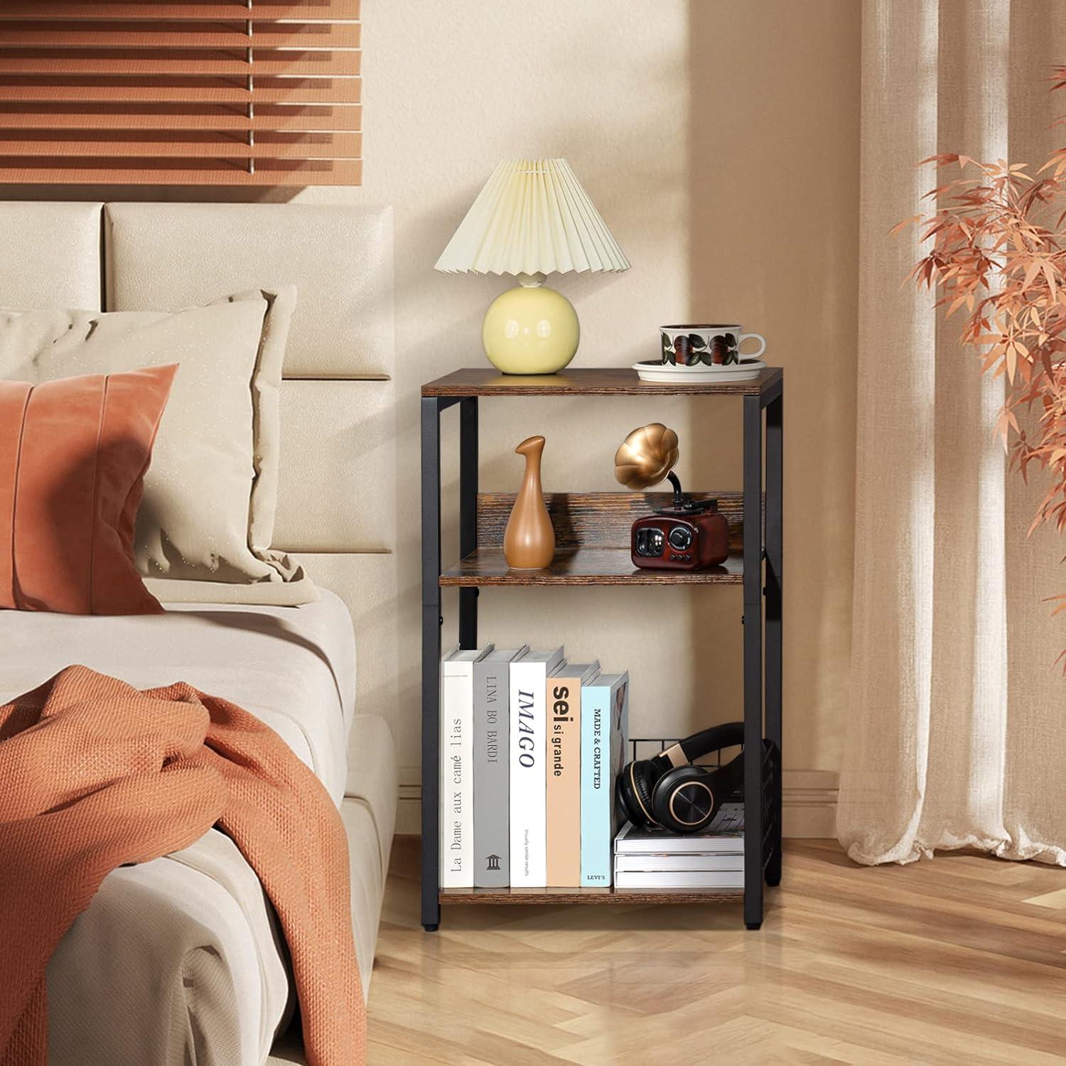 Mesa Lateral LELELINKY de 3 Niveles para Tocadiscos y Vinilos