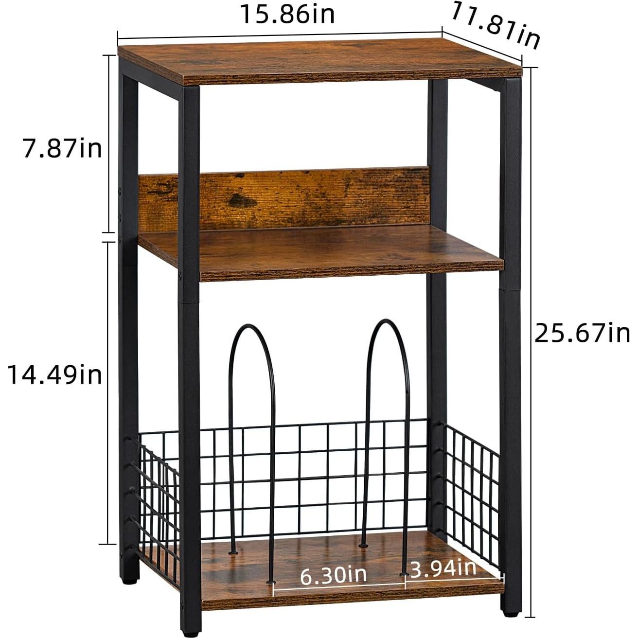 Mesa Lateral LELELINKY de 3 Niveles para Tocadiscos y Vinilos