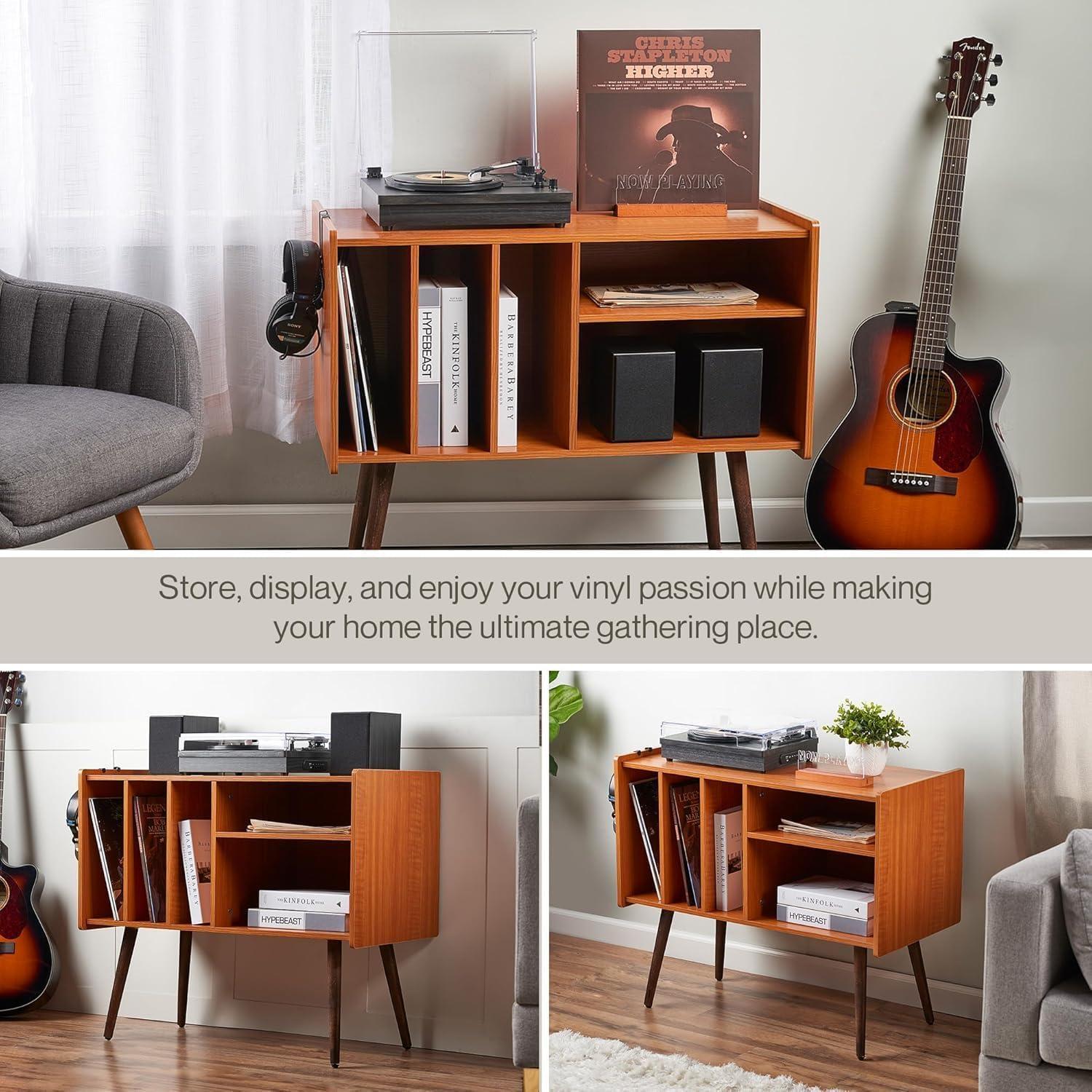 Soporte para Tocadiscos LOFT + IVY con Almacenamiento de Vinilos