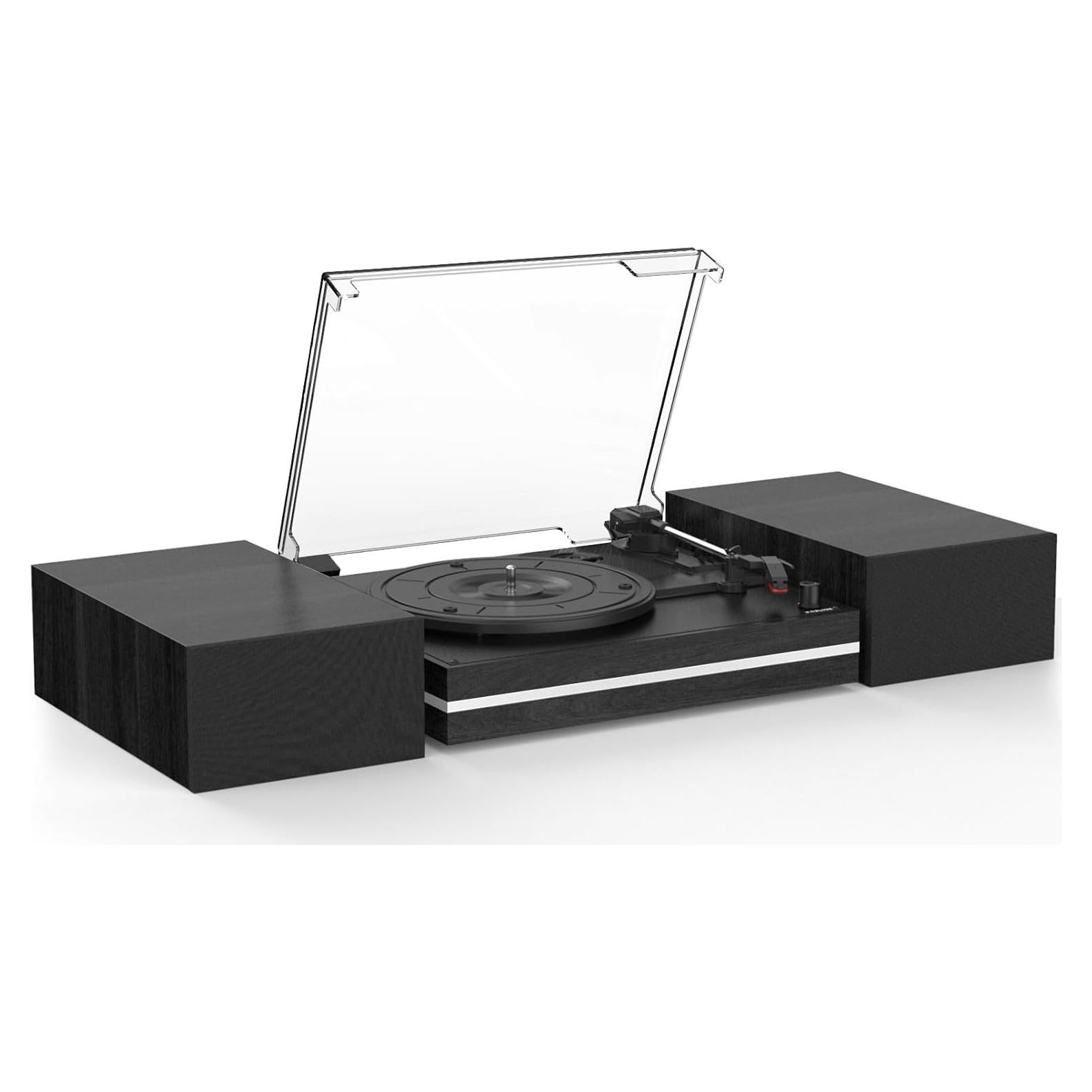 Tocadiscos Vintage WOCKODER R612 con Altavoces Inalámbricos BT