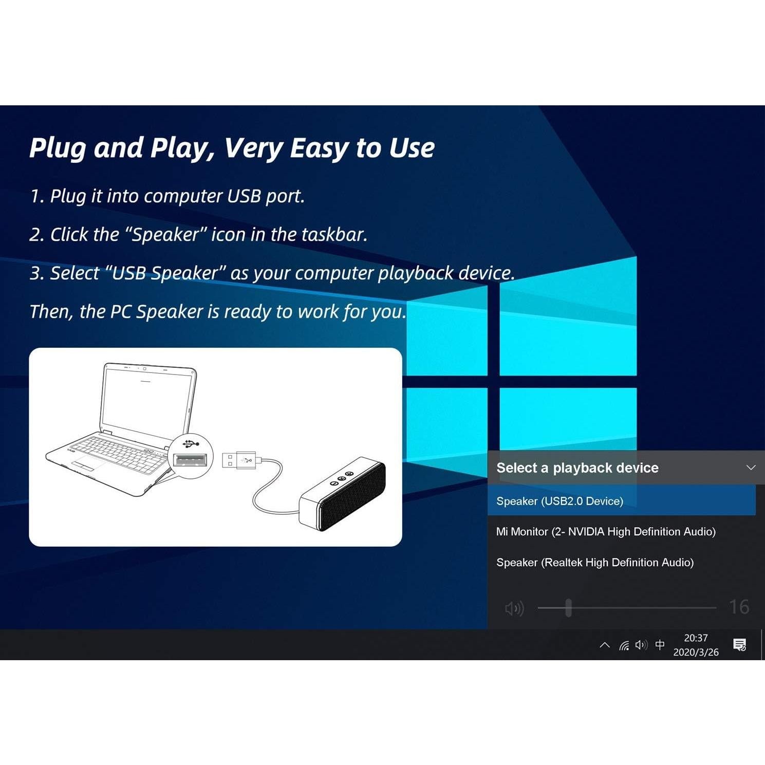 Altavoz USB LIELONGREN LLR055 para PC y Laptop, Sonido Estéreo