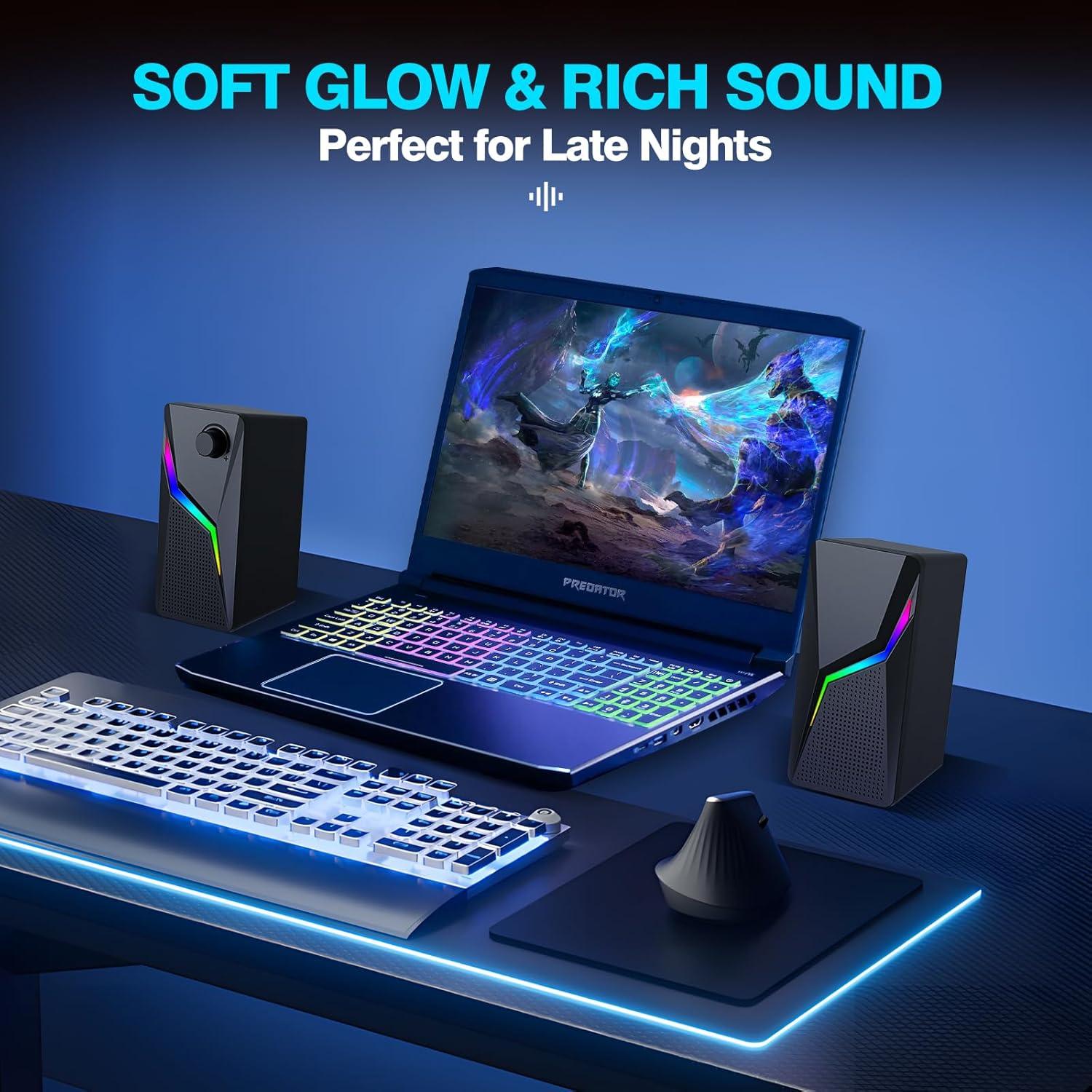 Altavoces de computadora AYJBKL CO-702 con RGB y USB