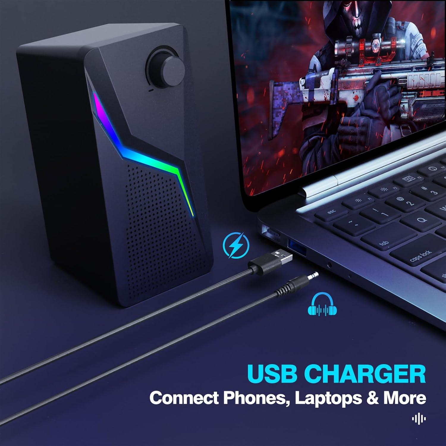 Altavoces de computadora AYJBKL CO-702 con RGB y USB