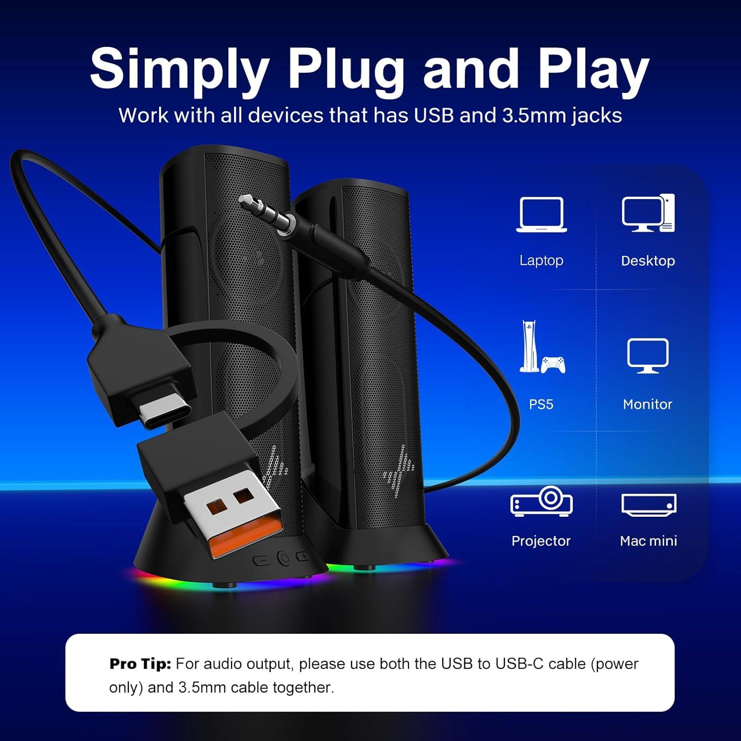 Altavoces Estéreo Hi-Fi Nylavee SK700 con Iluminación LED