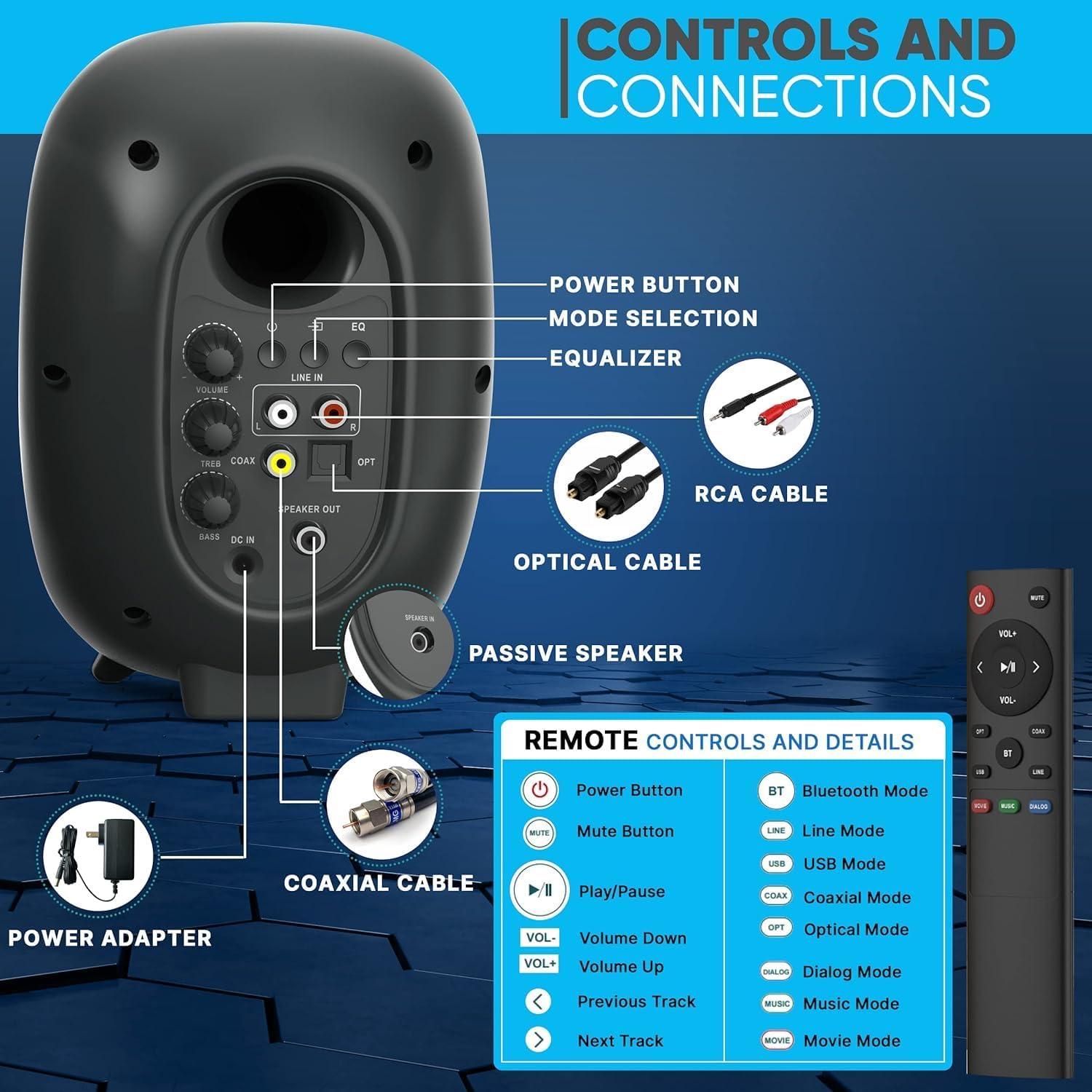 Altavoces de Estantería Bluetooth Pyle PBKSR40 60W Hi-Fi