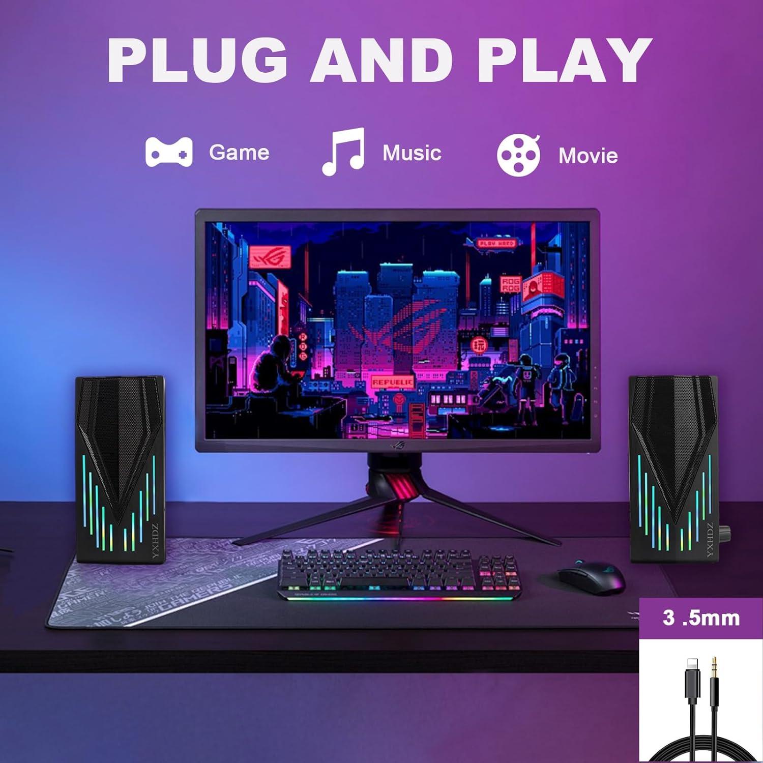 Altavoces Multimedia YXHDZ 2.0 con Iluminación RGB para PC