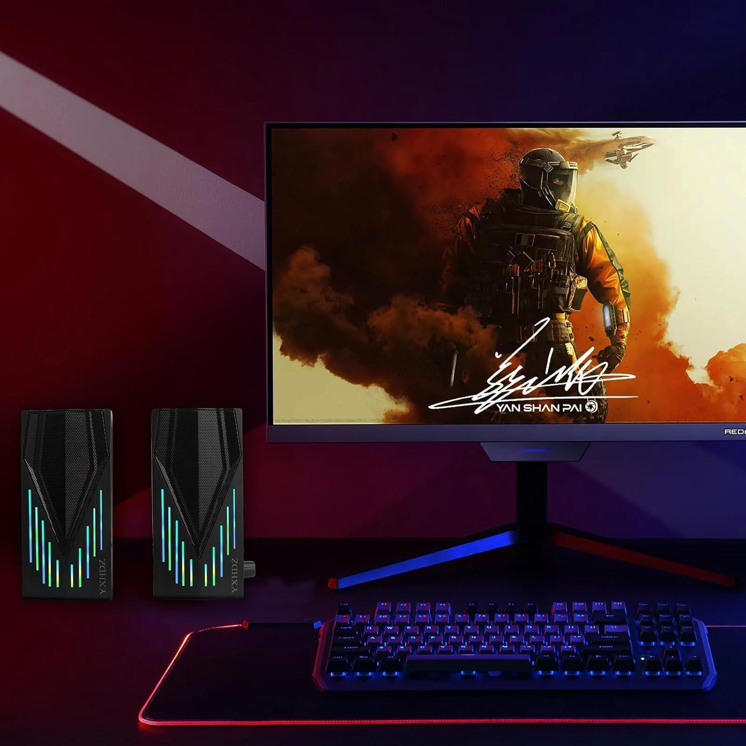 Altavoces Multimedia YXHDZ 2.0 con Iluminación RGB para PC