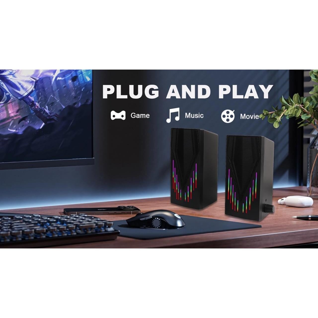 Altavoces Multimedia YXHDZ 2.0 con Iluminación RGB para PC