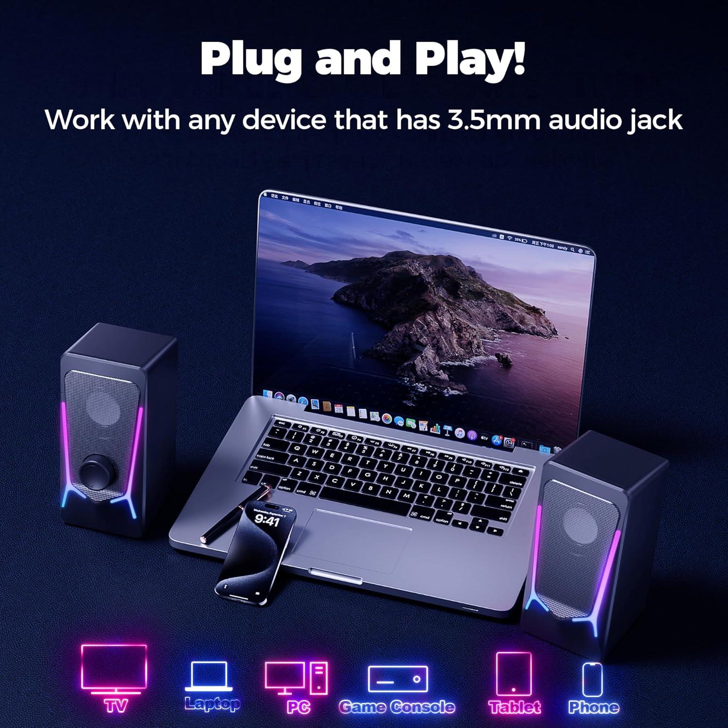 Altavoces Multimedia Estéreo 2.0 ROSON RC-CO707 USB y Aux