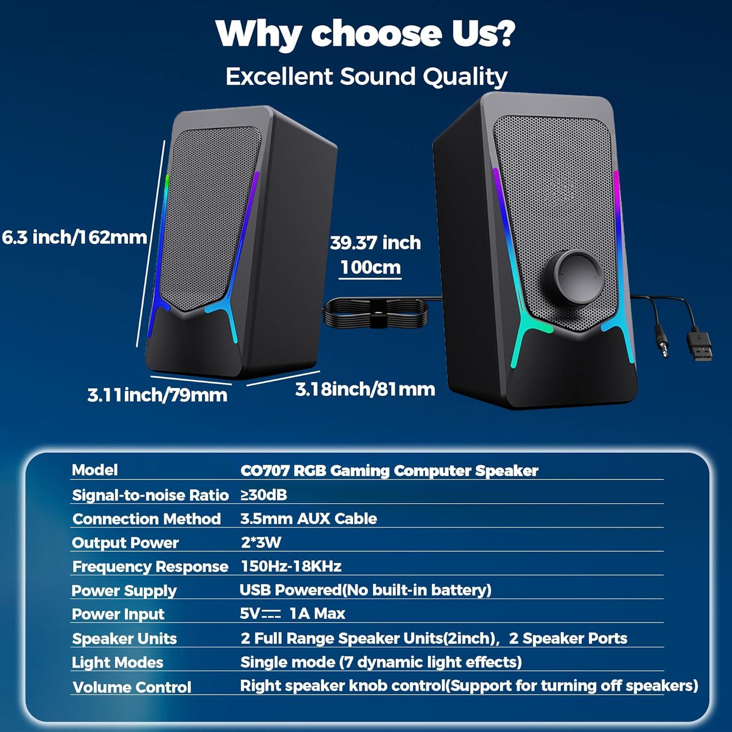 Altavoces Multimedia Estéreo 2.0 ROSON RC-CO707 USB y Aux