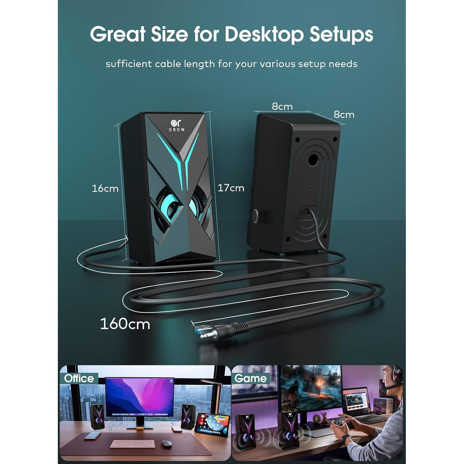 Altavoces Multimedia OROROW S201 10W RGB para PC y Laptop