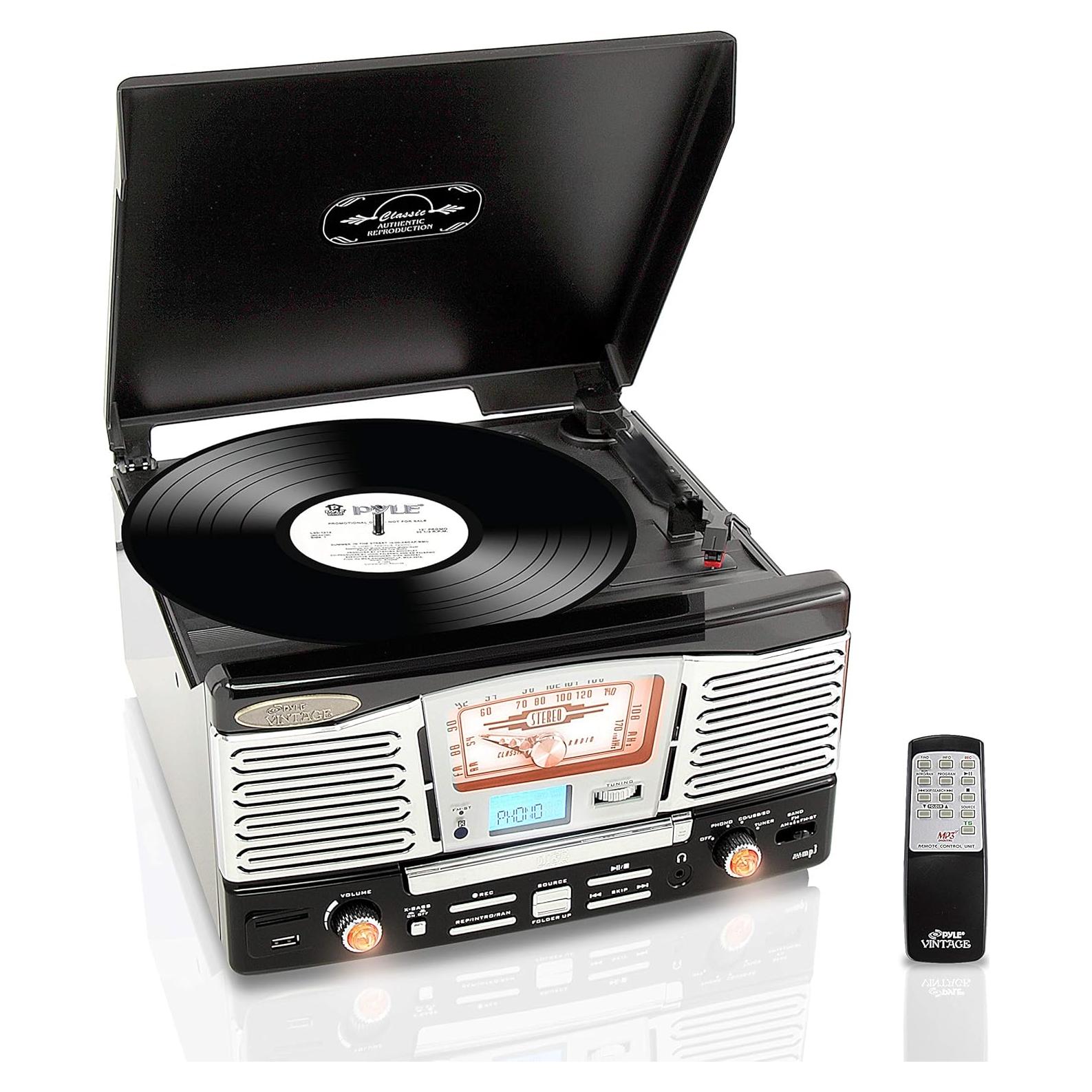 Tocadiscos Pyle PTCD8UB Retro con Altavoces Integrados