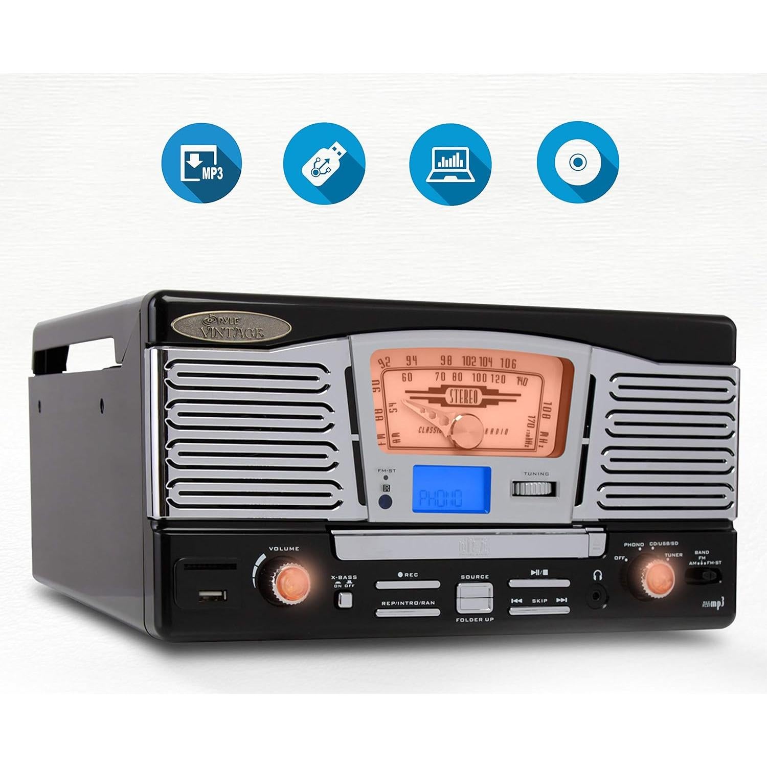 Tocadiscos Pyle PTCD8UB Retro con Altavoces Integrados