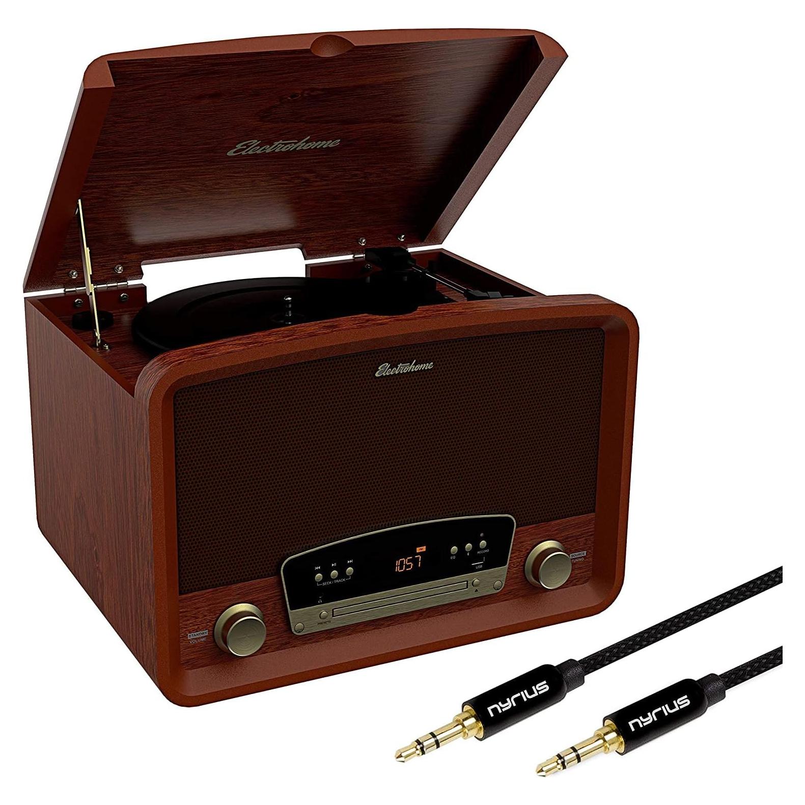 Sistema Estéreo 7-en-1 Electrohome RR75 - Vinilo, Bluetooth, CD