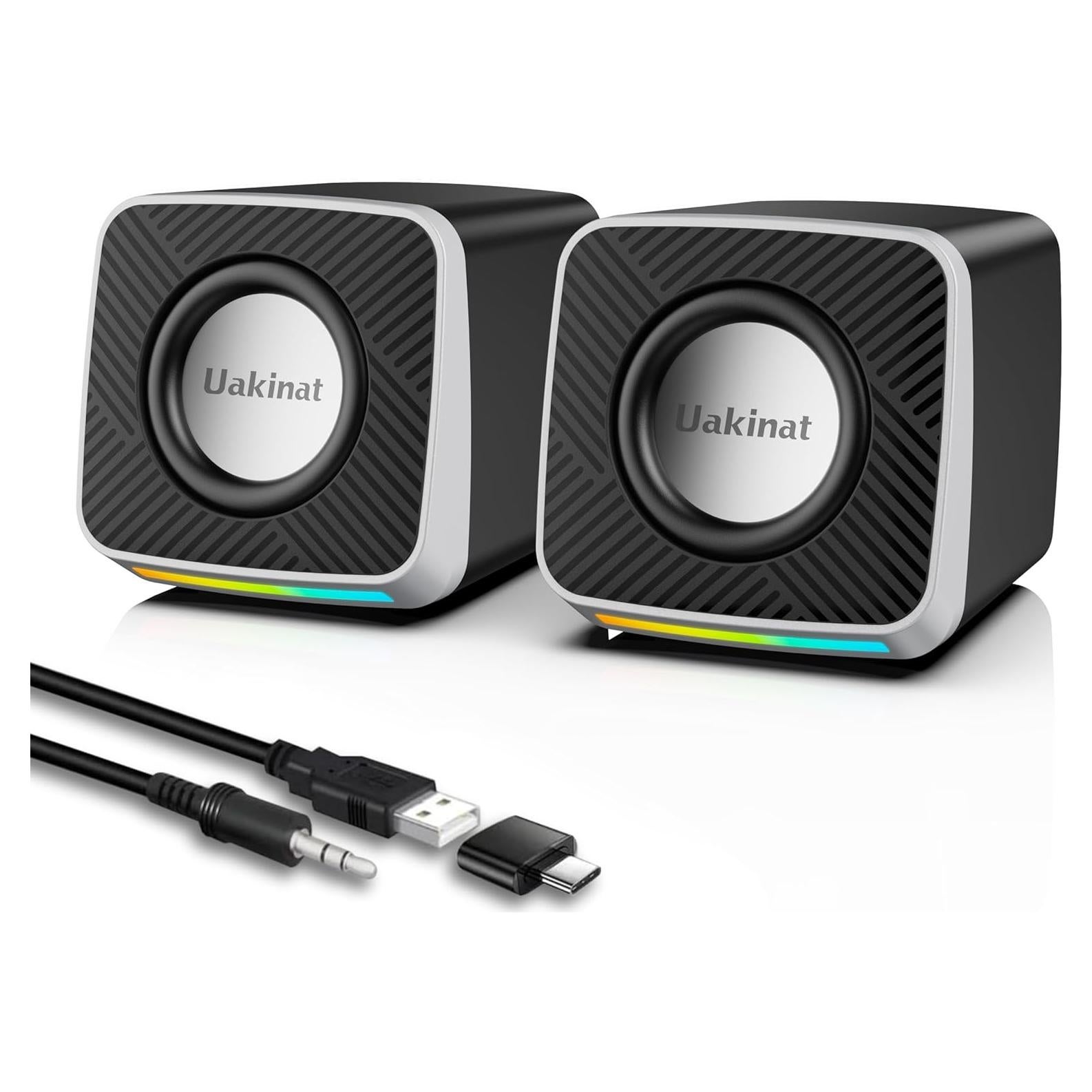Altavoces de computadora Uakinat 2" 3W USB C sonido Hi-Fi