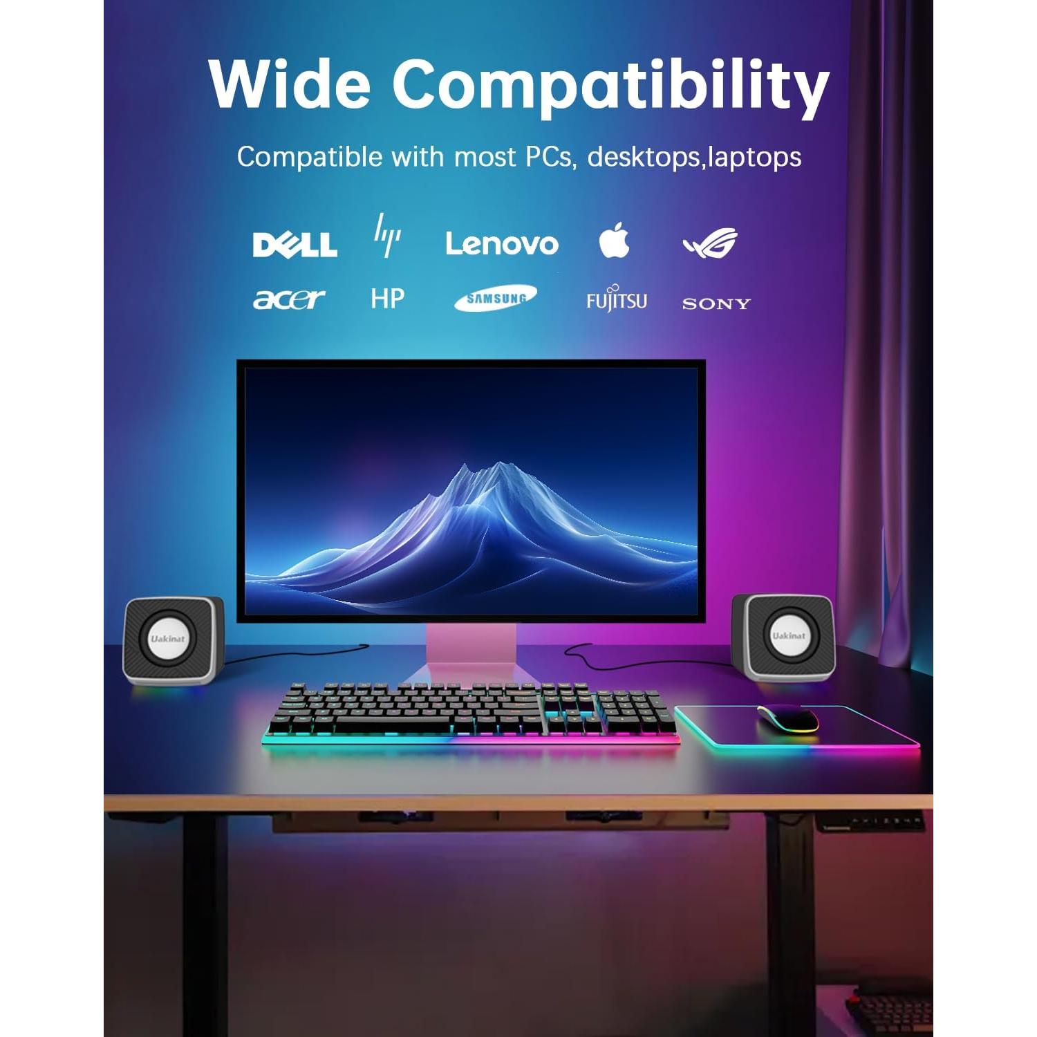 Altavoces de computadora Uakinat 2" 3W USB C sonido Hi-Fi