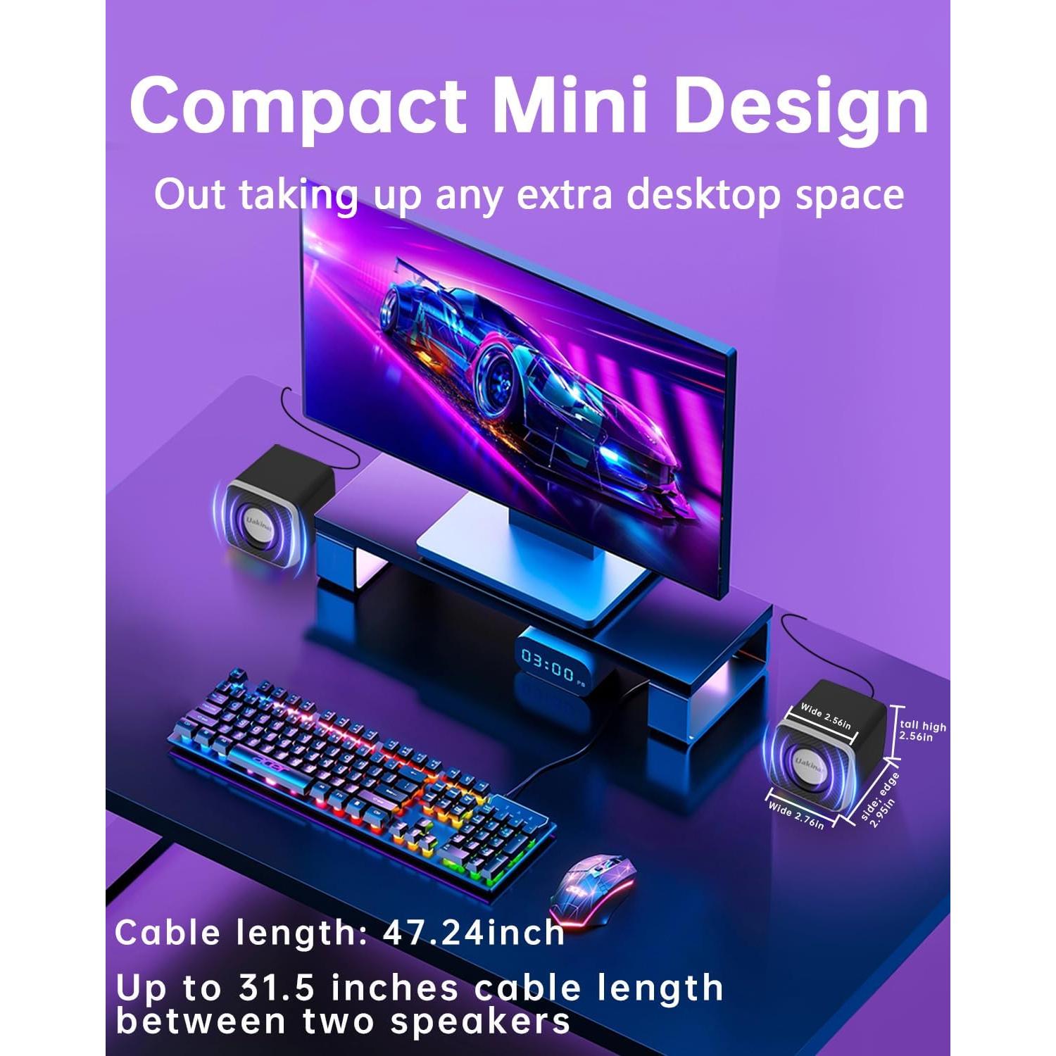 Altavoces de computadora Uakinat 2" 3W USB C sonido Hi-Fi