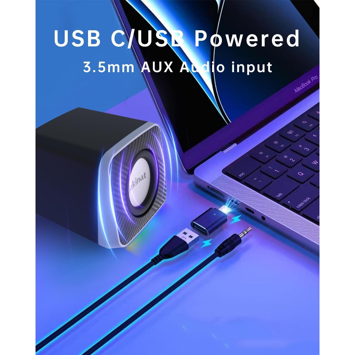 Altavoces de computadora Uakinat 2" 3W USB C sonido Hi-Fi