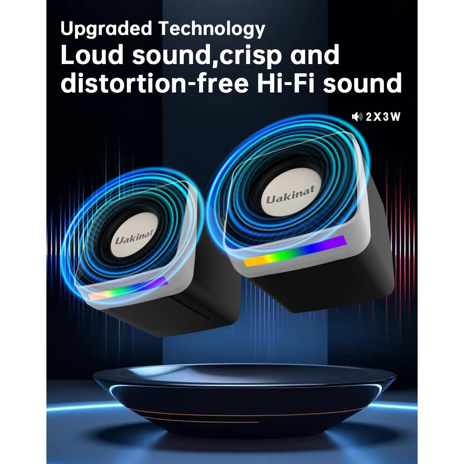 Altavoces de computadora Uakinat 2" 3W USB C sonido Hi-Fi