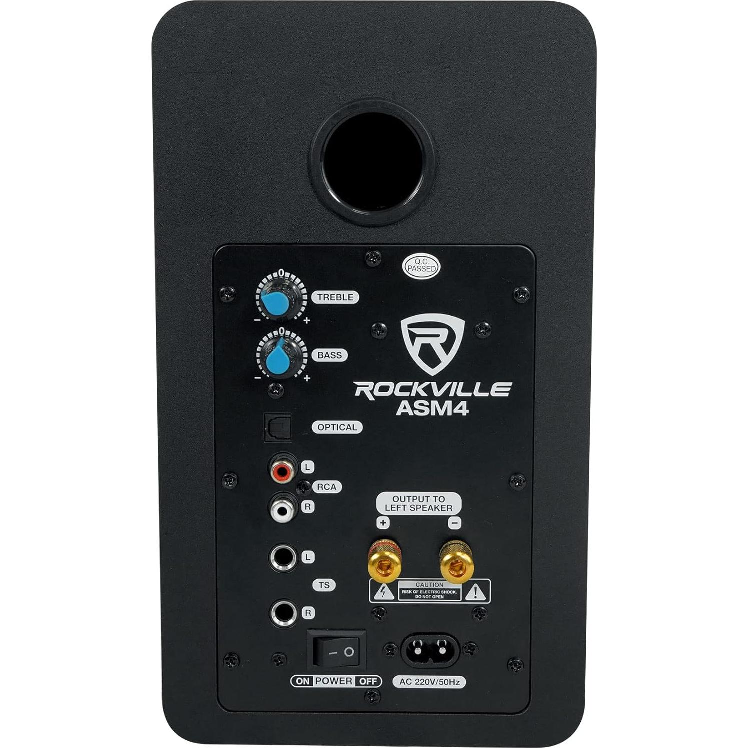 Monitores de Estudio Activos Rockville ASM4, 4", 200W, Bluetooth