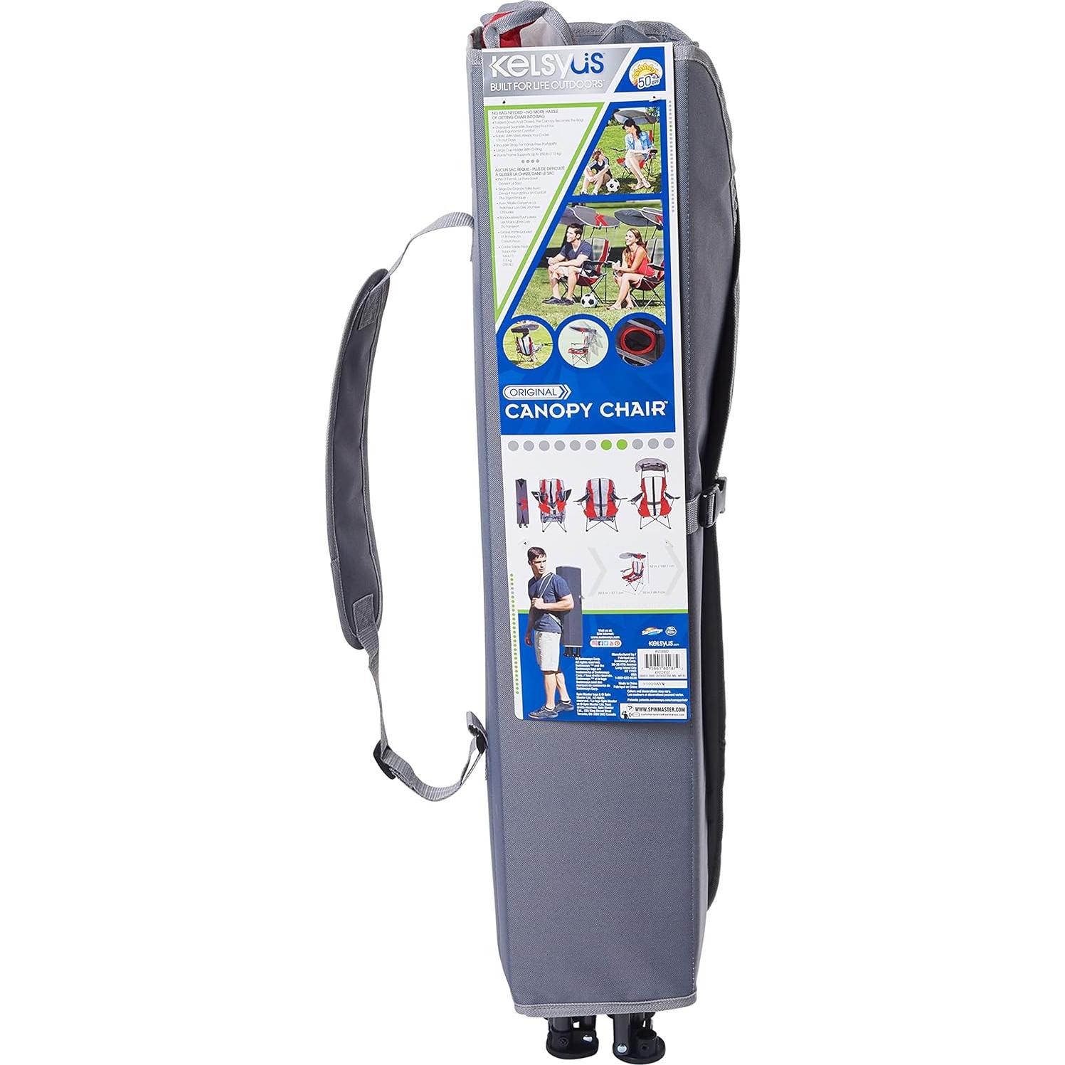 Silla de Canopy Plegable Kelsyus para Camping Gris/Rojo