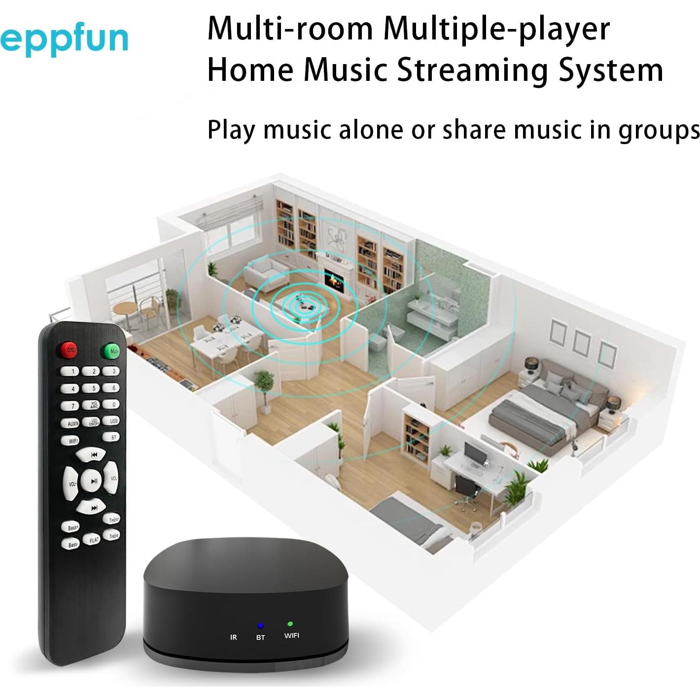 Receptor de Audio Multi-Room Eppfun WiFi y Bluetooth 192kHz