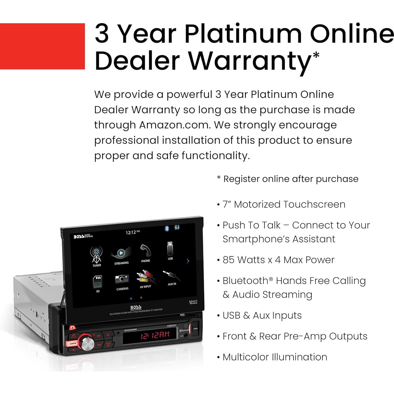 Estéreo de Coche BOSS BV9968MB - Pantalla Táctil 17.78 cm, Bluetooth