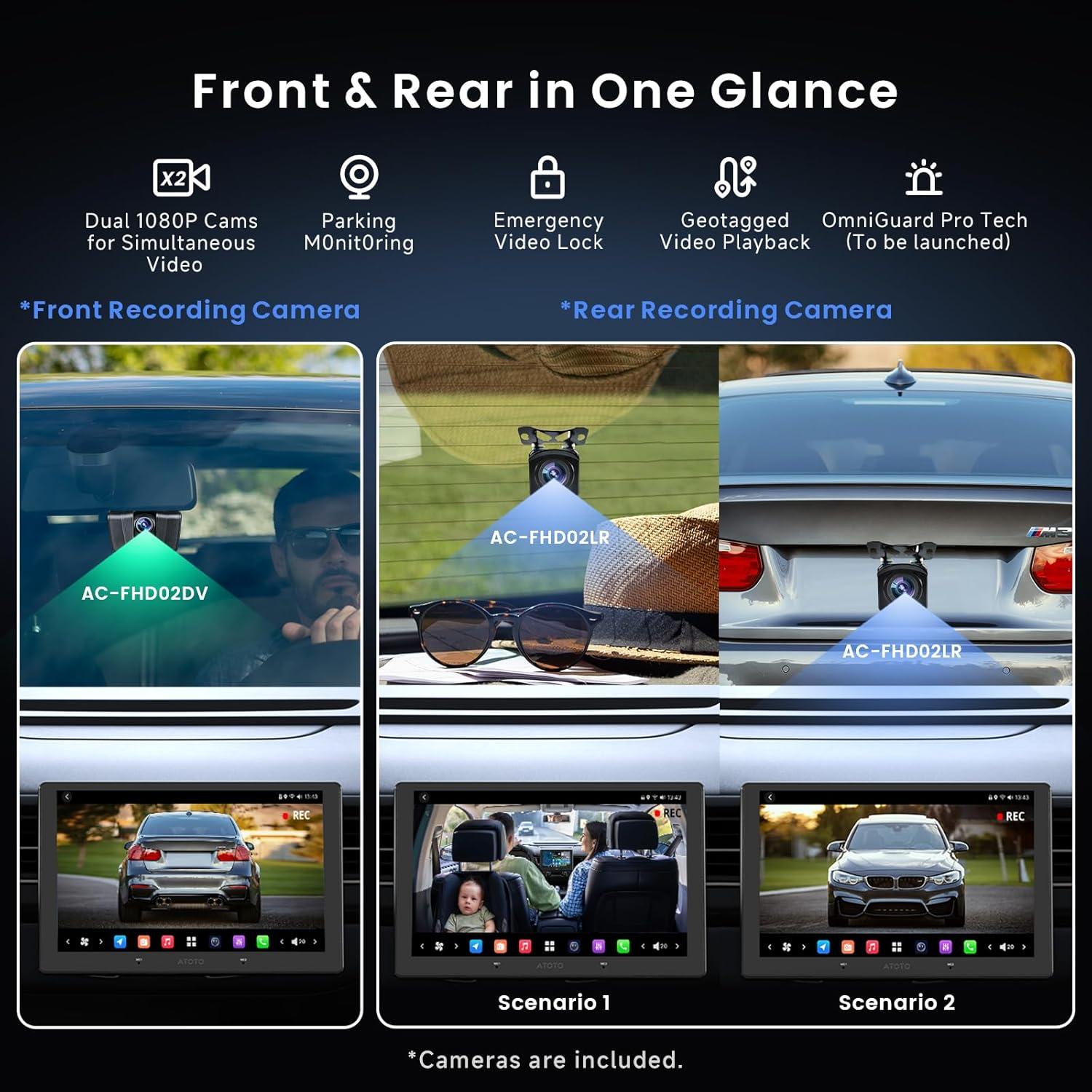 Estéreo Doble Din AI Android 10.1" 8GB+128GB con Doble Cámara