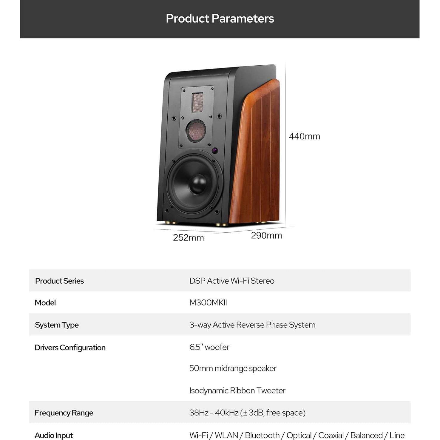 Altavoces HiVi-Swans M300MKII 360W RMS Bluetooth WiFi 3 vías