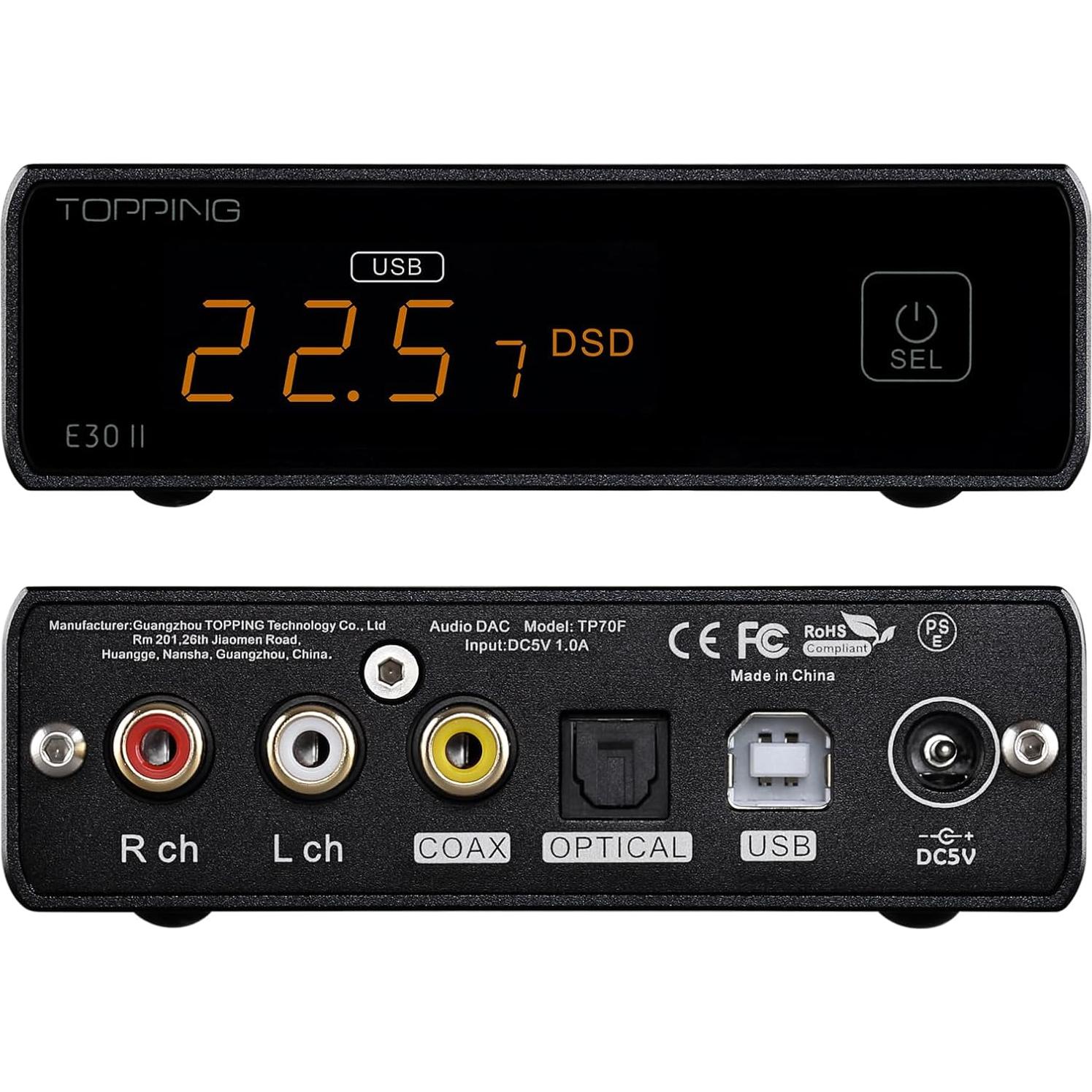 DAC TOPPING E30 II - Chips AK4493S, 24bit/192kHz, Plata