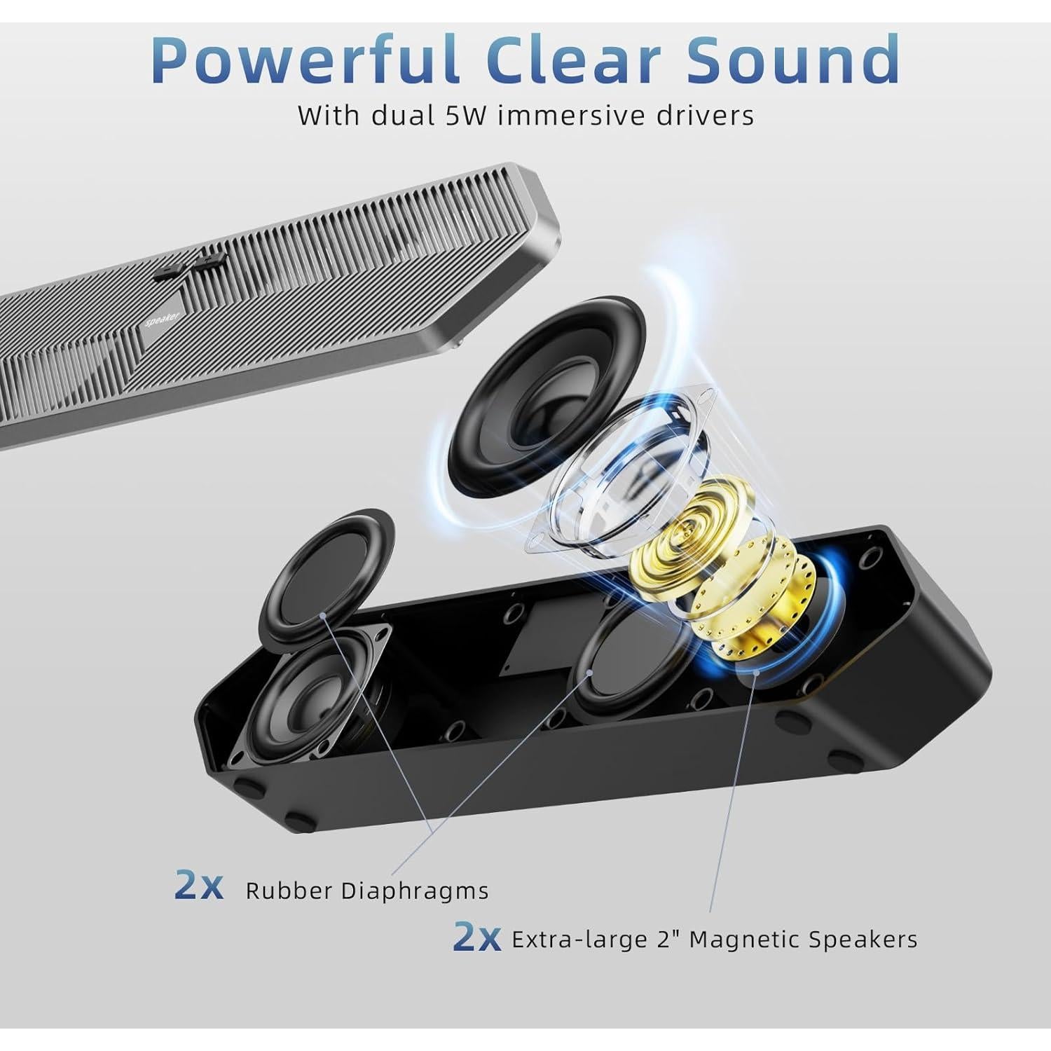 Altavoces de computadora HPSWUW E-3033 USB y Bluetooth 5W