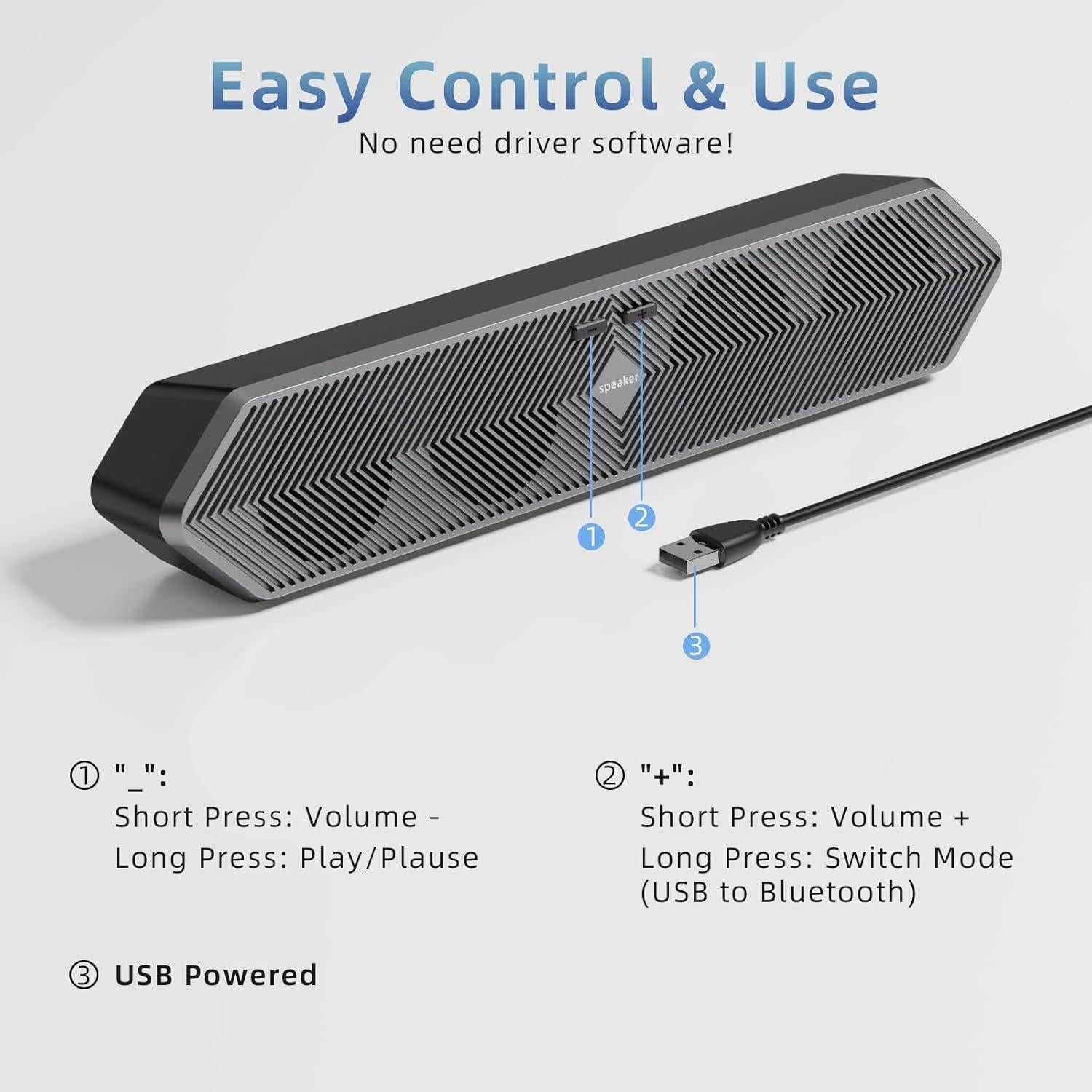 Altavoces de computadora HPSWUW E-3033 USB y Bluetooth 5W