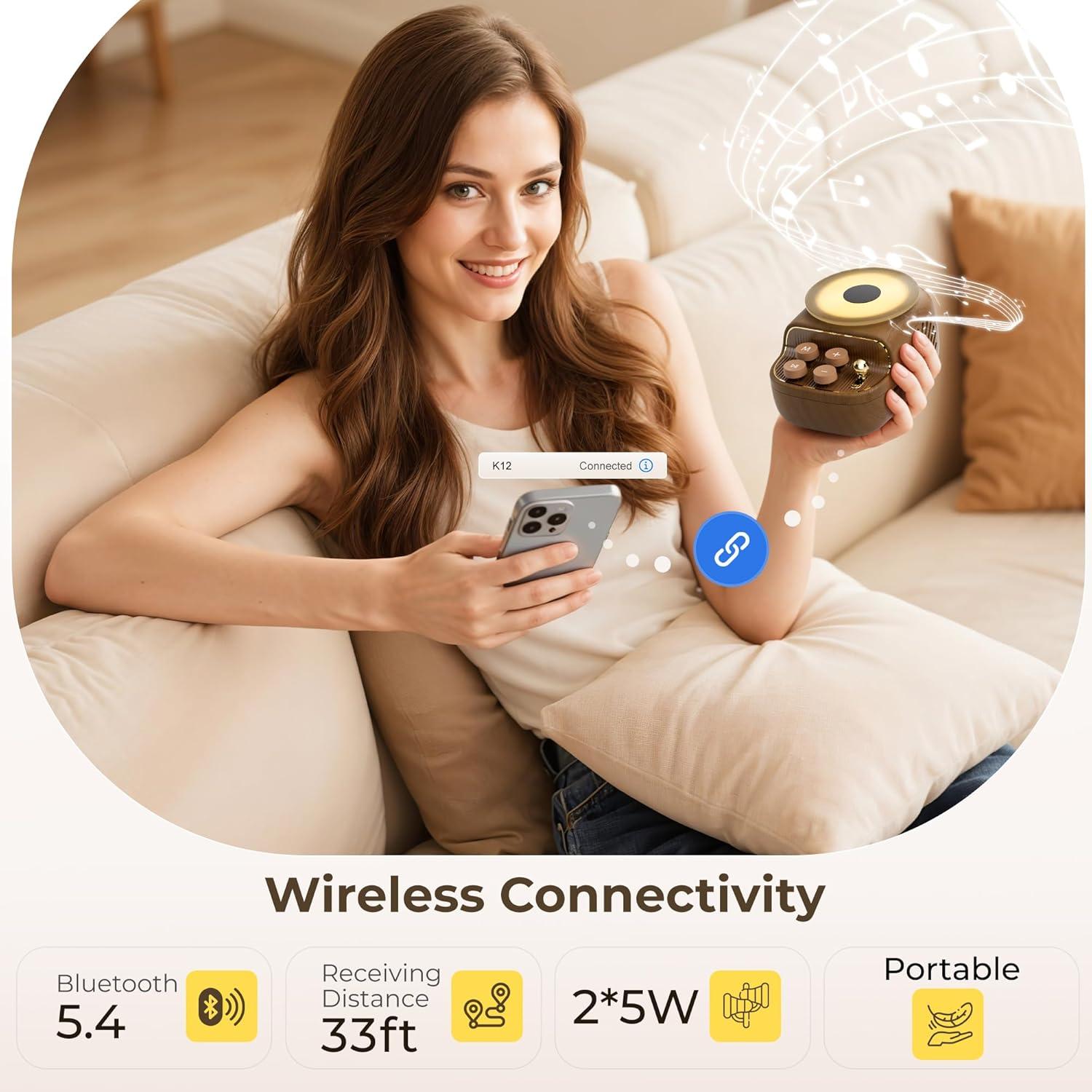 Altavoz Bluetooth Portátil RichBird K12 Vintage 10W Madera