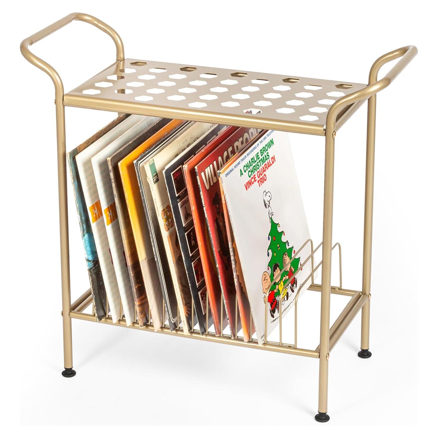 Soporte para Tocadiscos Ilyapa 2 Niveles Metal Dorado 14 Ranuras